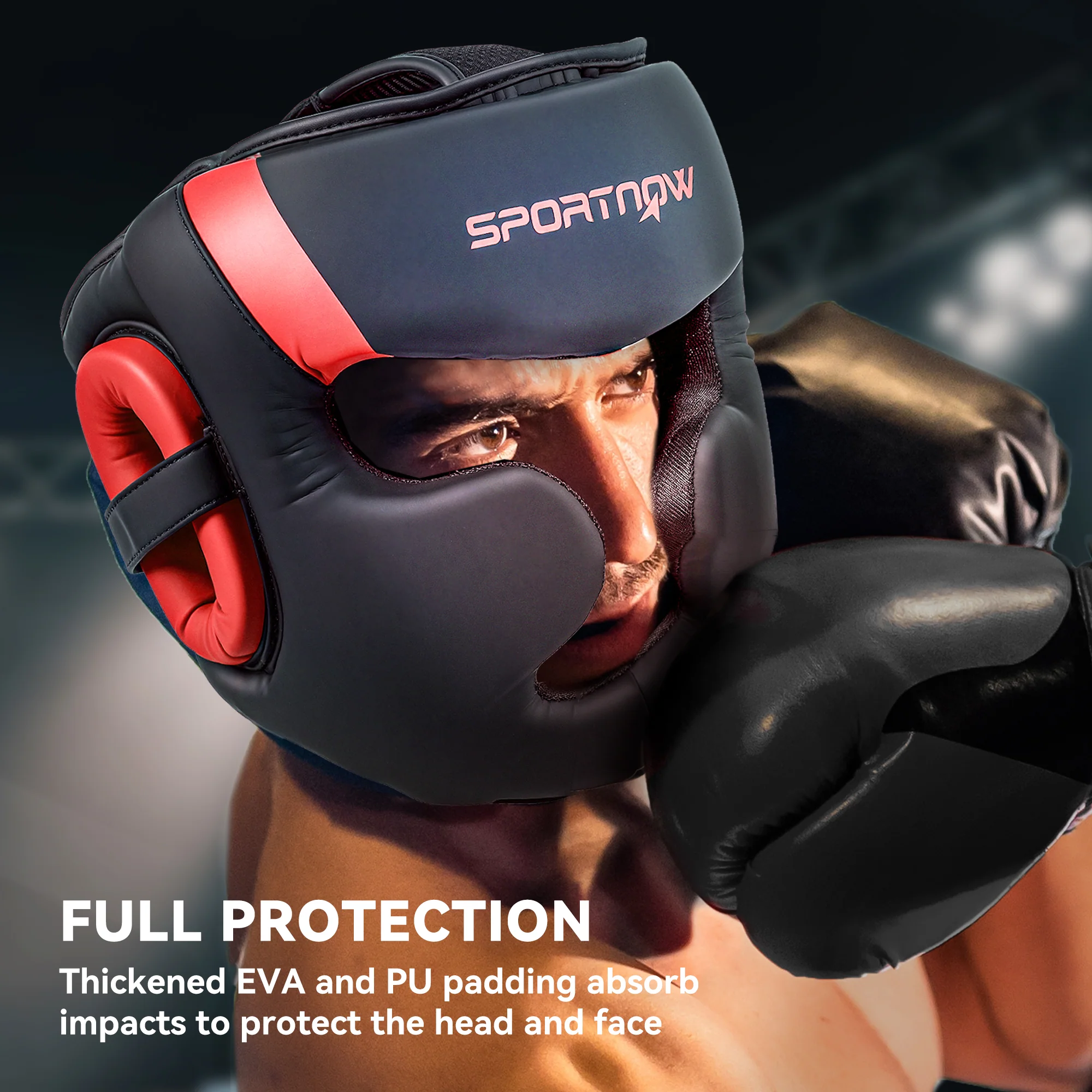 SPORTNOW Boxing Headguard W/ Adjustable Strap For Sparring Kickboxing - Image 12