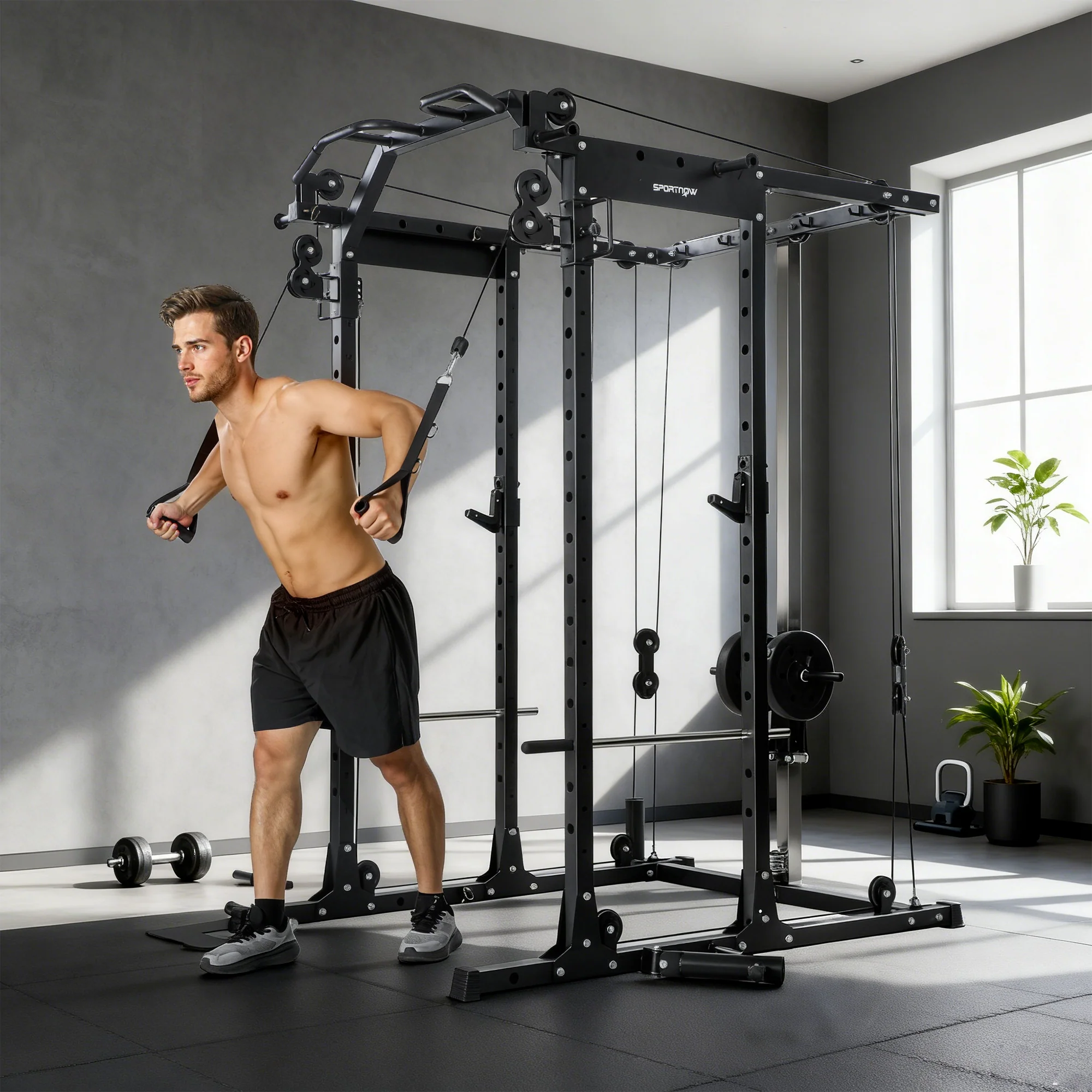 SPORTNOW Cable Crossover Machine, 300kg Multi Gym Cable Pulley System - Image 2