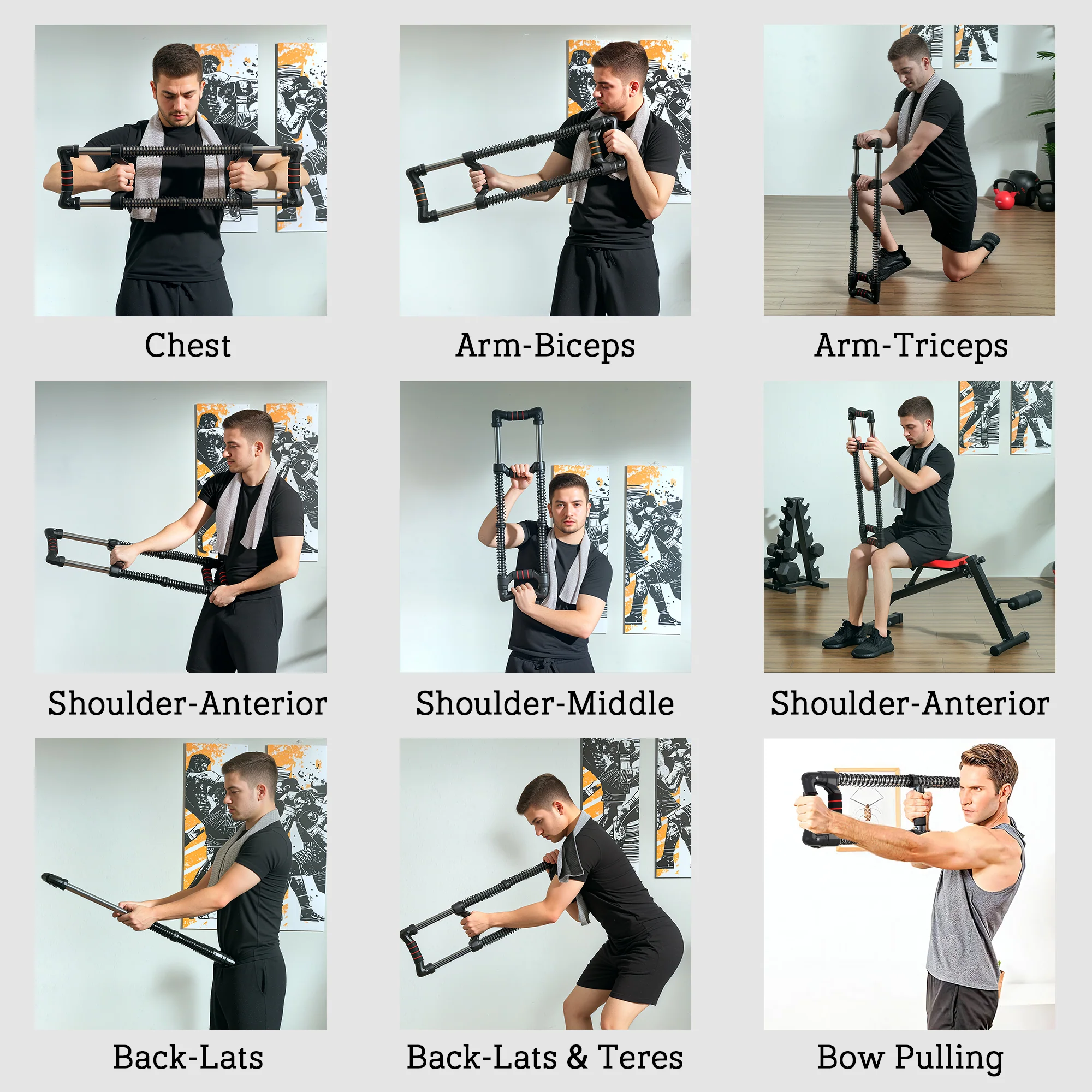 SPORTNOW Chest Expander With 10-50kg Adjustable Resistance For Men, Women - Image 4