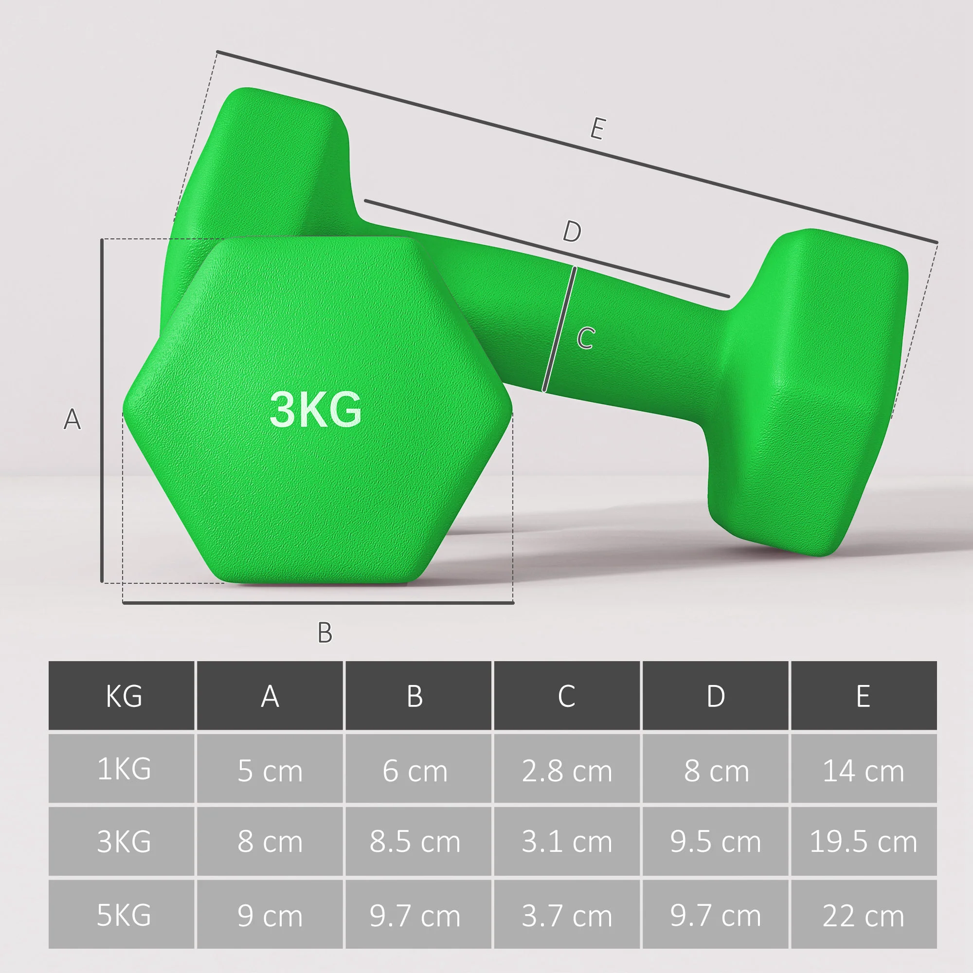 SPORTNOW Dumbbells Set With Carry Storage Rack, 2 X 1kg, 2 X 3kg, 2 X 5kg - Image 5