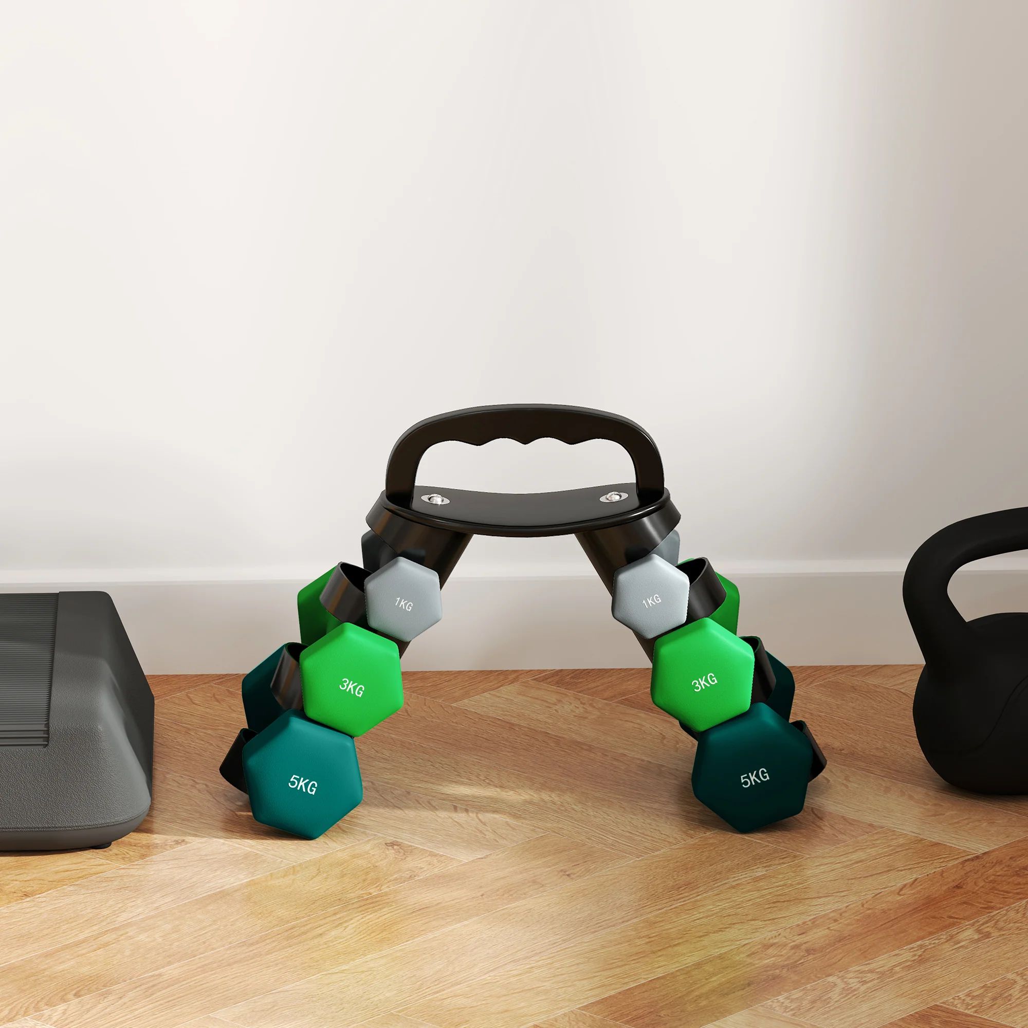 SPORTNOW Dumbbells Set With Carry Storage Rack, 2 X 1kg, 2 X 3kg, 2 X 5kg - Image 9