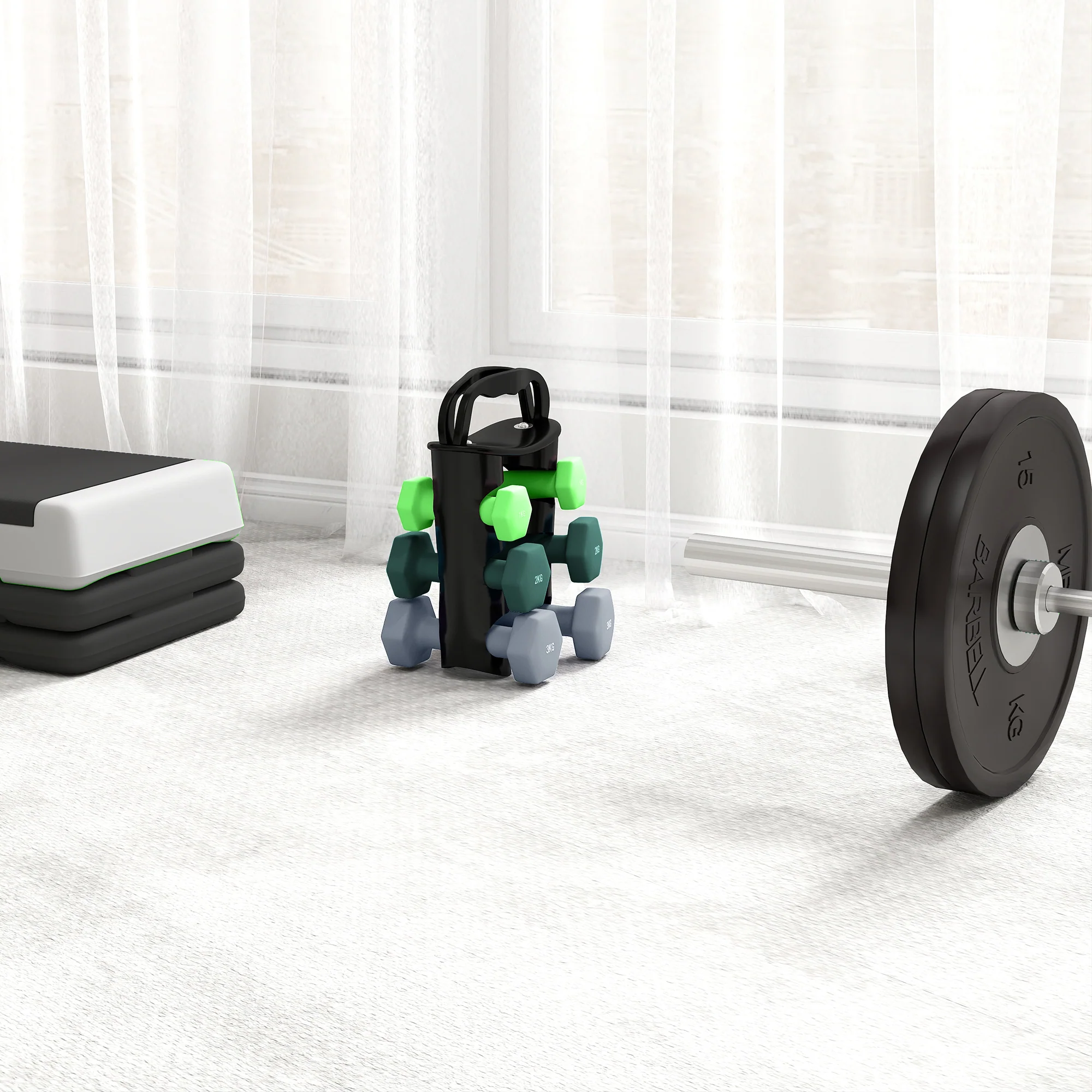 SPORTNOW Dumbbells Set With Storage Rack, 2 X 1kg, 2 X 2kg, 2 X 3kg, Green - Image 9