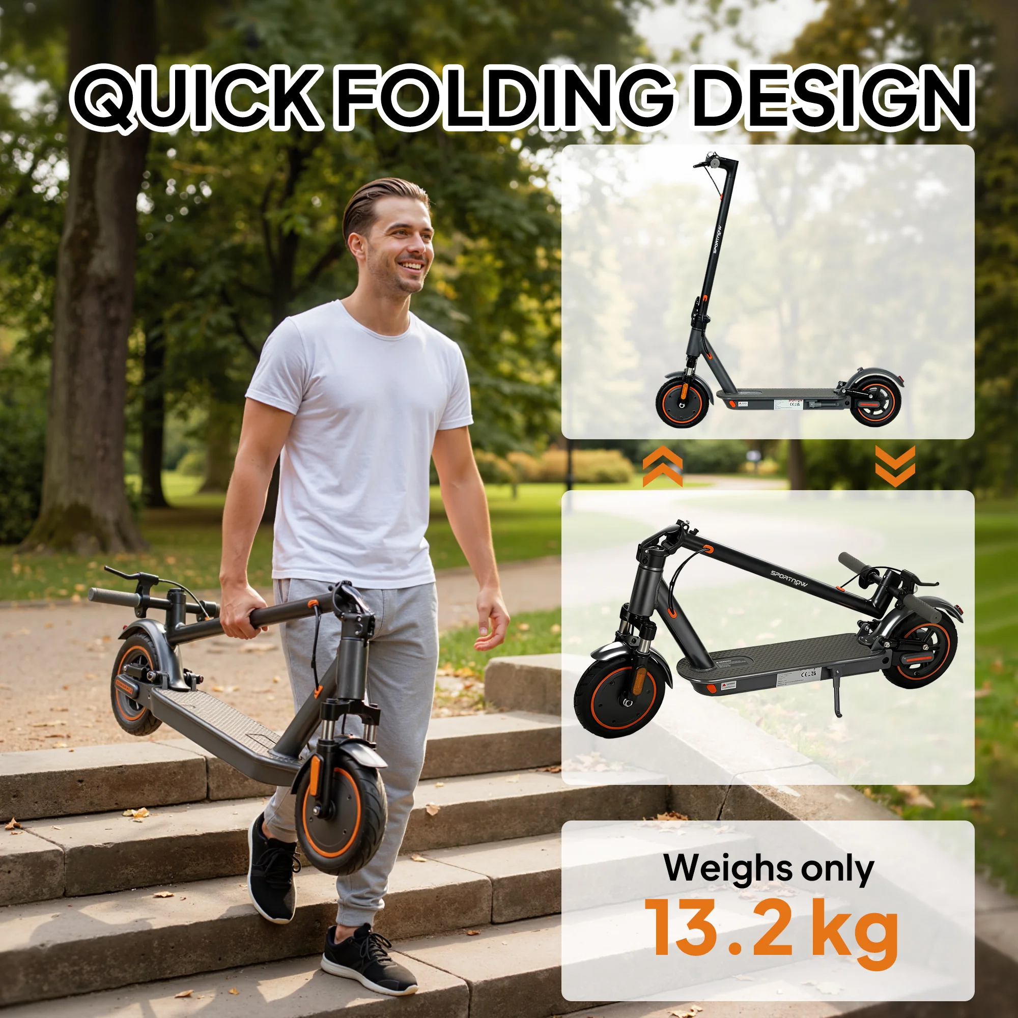 SPORTNOW Electric Scooter, Folding E-Scooter With 350W Motor, 30km Range - Image 7