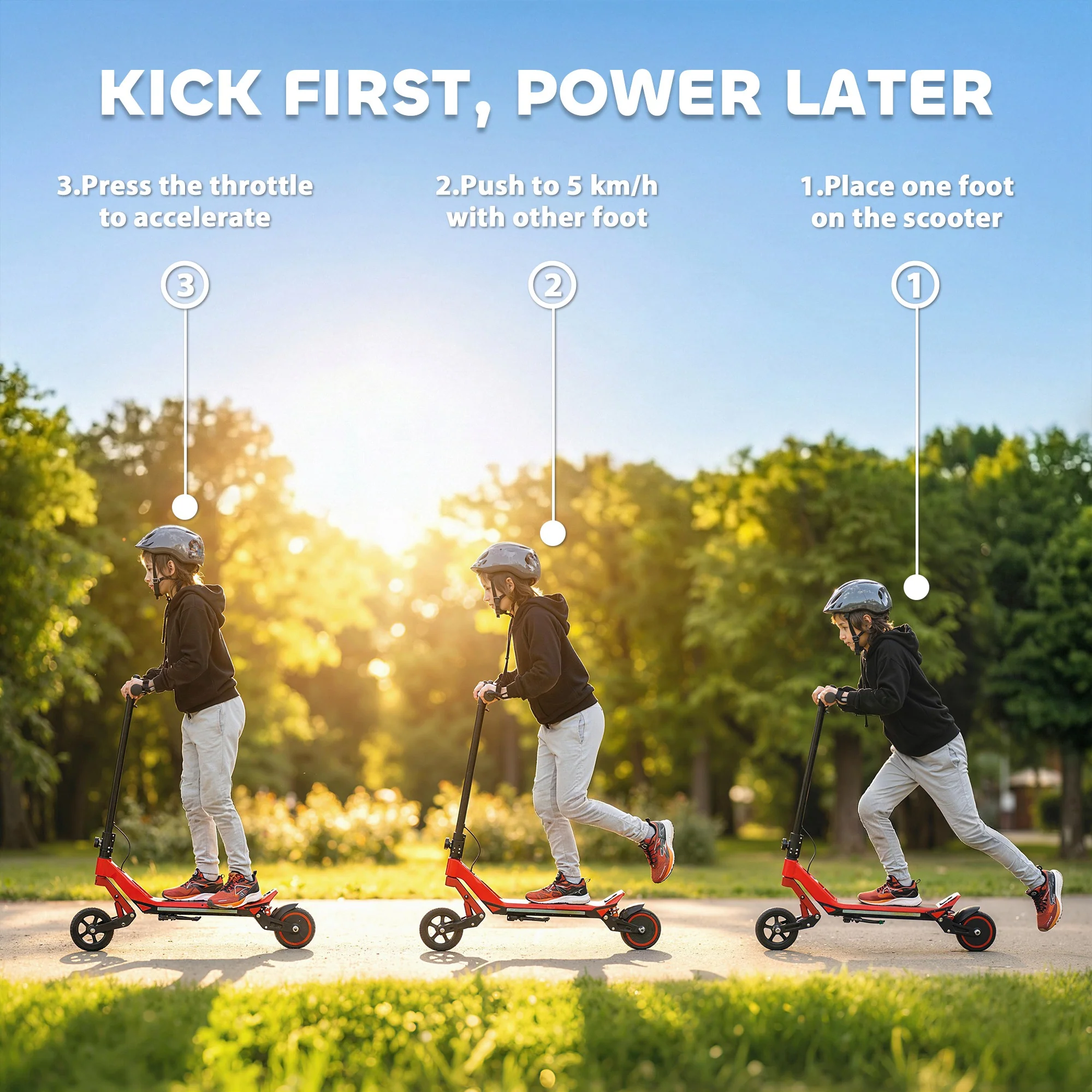SPORTNOW Electric Scooter for Kids, Foldable E Scooter for Age Age 6+ Red - Image 3