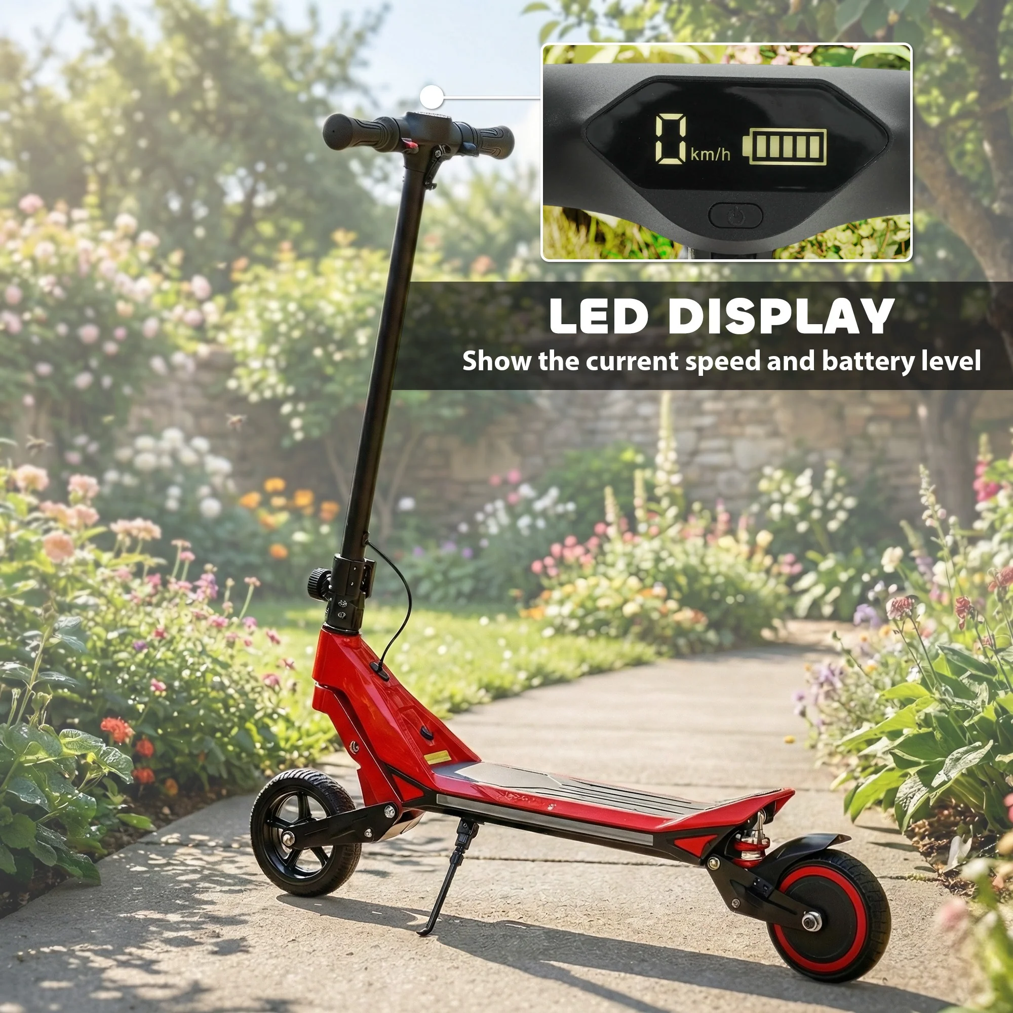 SPORTNOW Electric Scooter for Kids, Foldable E Scooter for Age Age 6+ Red - Image 8
