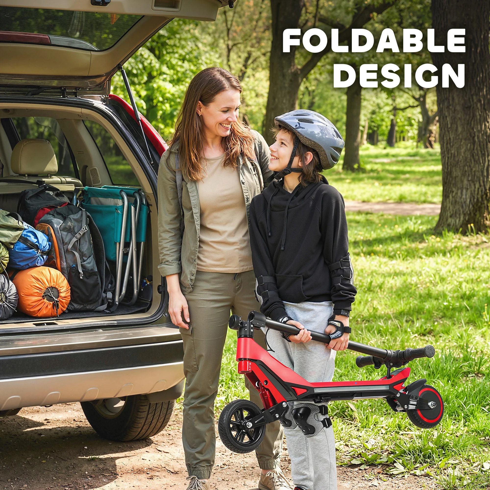 SPORTNOW Electric Scooter for Kids, Foldable E Scooter for Age Age 6+ Red - Image 9
