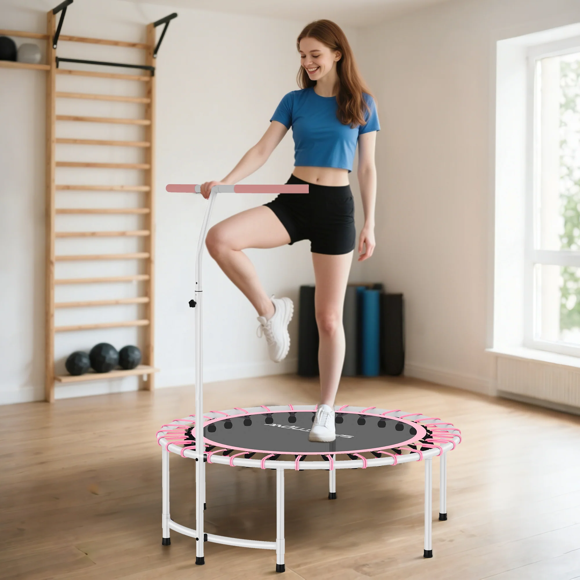 SPORTNOW Fitness Trampoline With 5-Level Adjustable Handle - Image 2