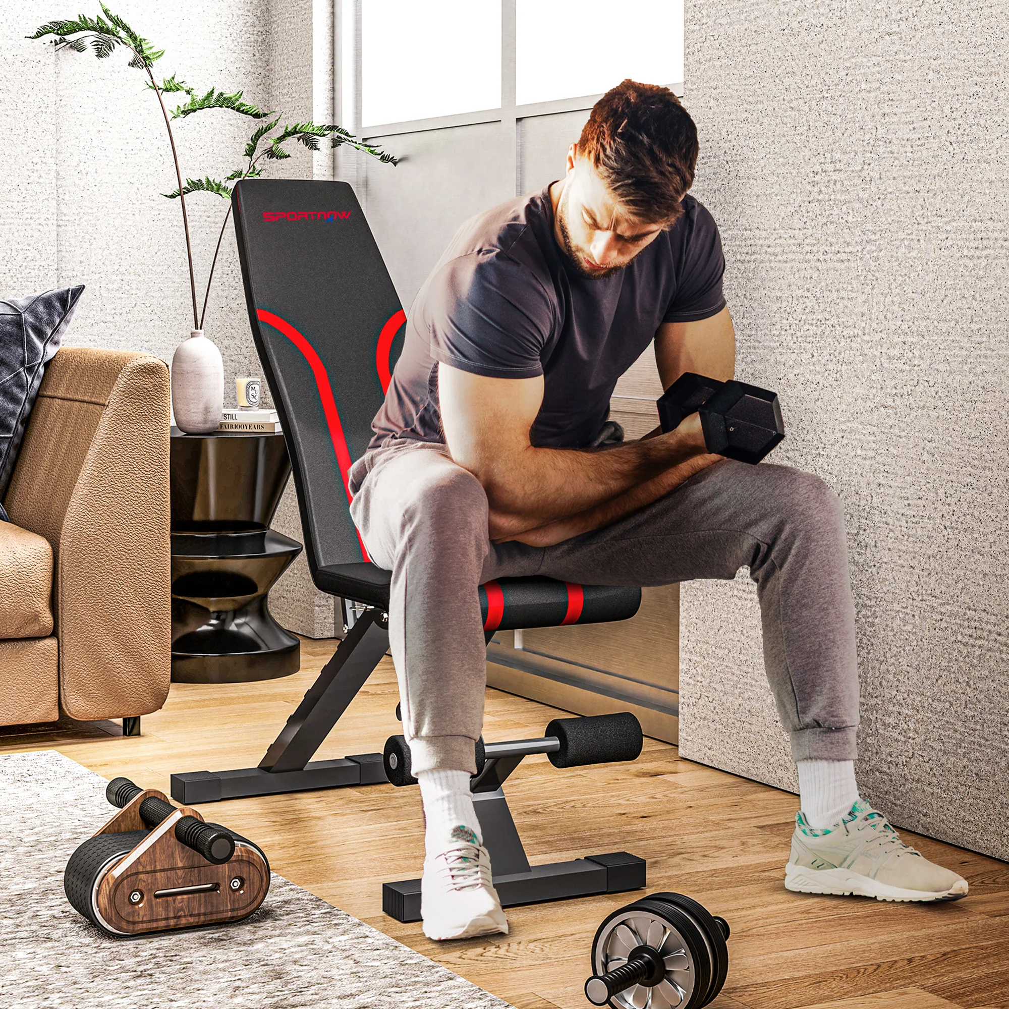 SPORTNOW Foldable Weight Bench with 6-Level Backrest, Leg Extension - Image 2