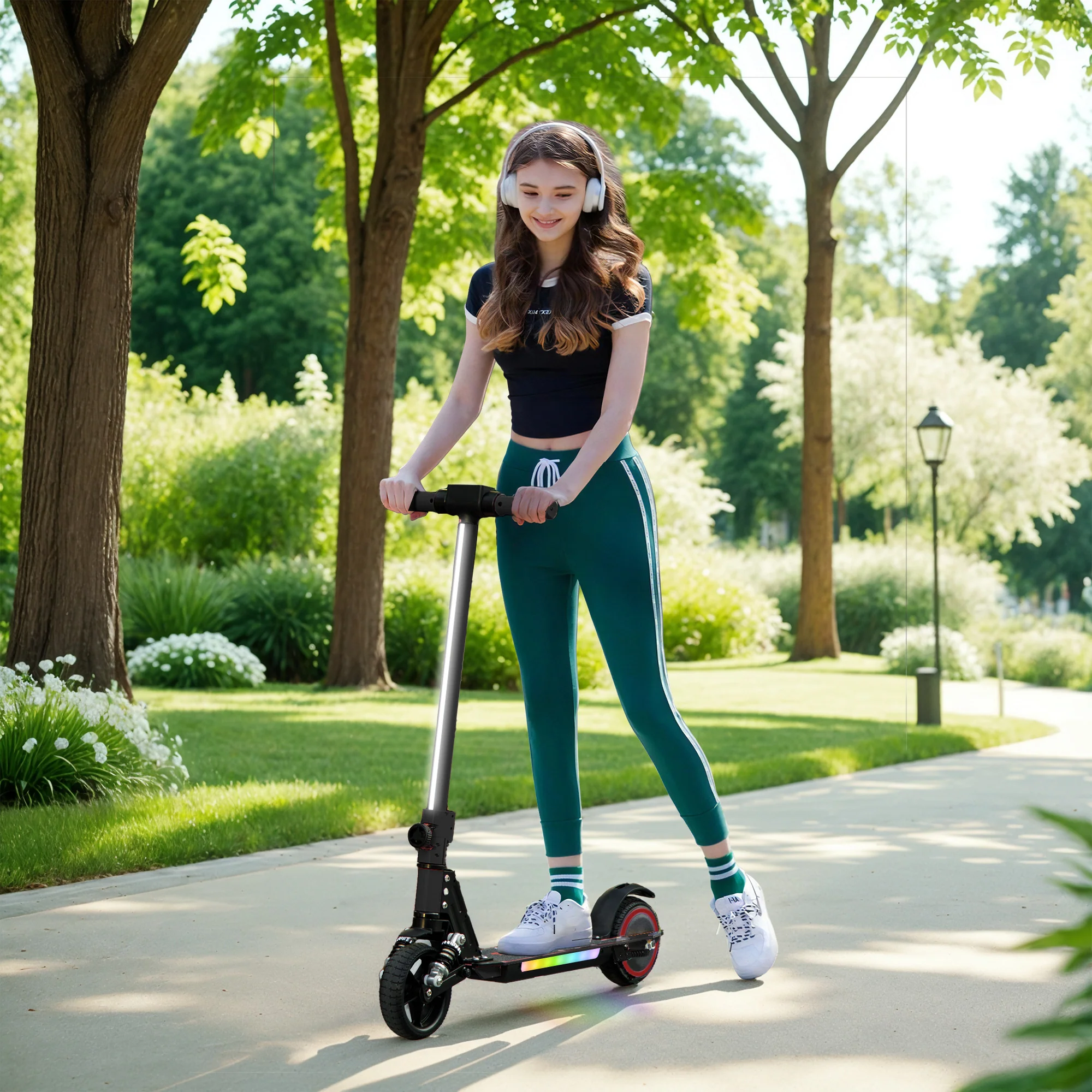 SPORTNOW Folding Electric Scooter W/ LED Lights And Display - Image 2