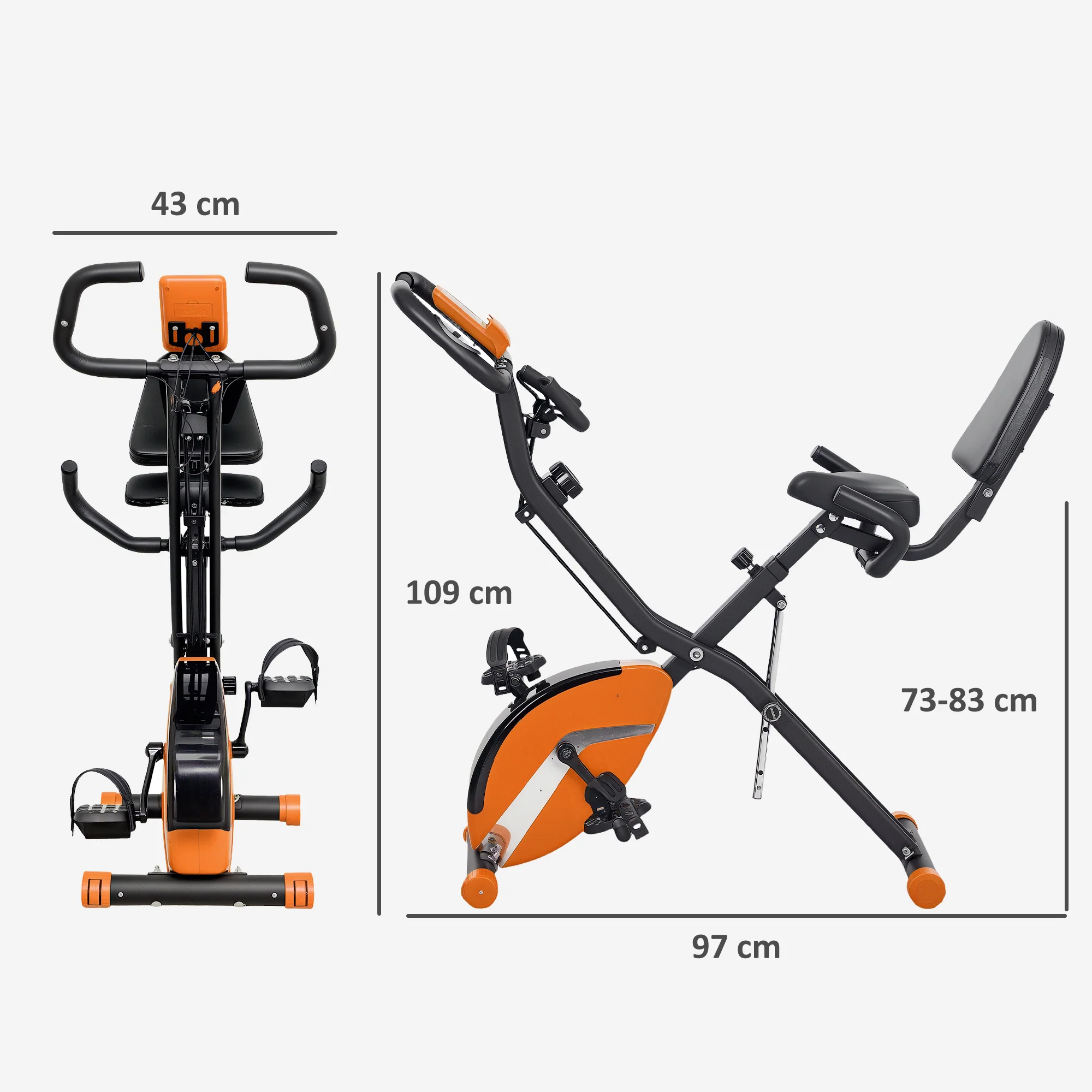 SPORTNOW Folding Exercise Bike With Arm Bands And Hand Pulse Sensor - Image 14