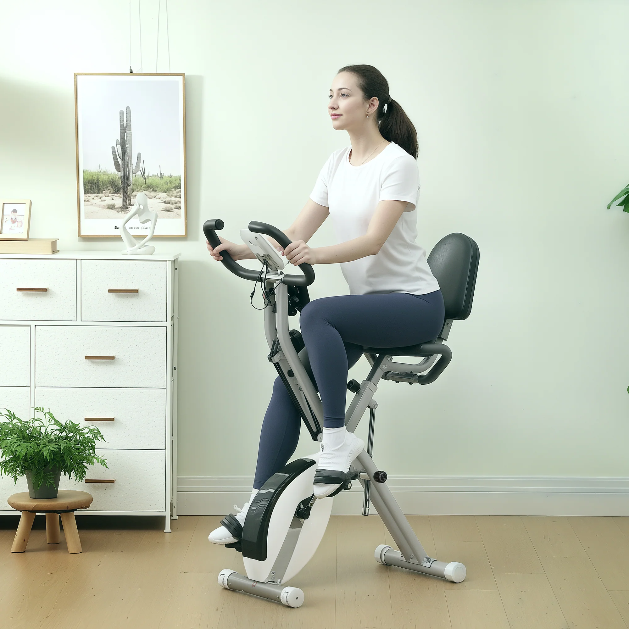 SPORTNOW Folding Exercise Bike With Arm Bands And Hand Pulse Sensor - Image 20