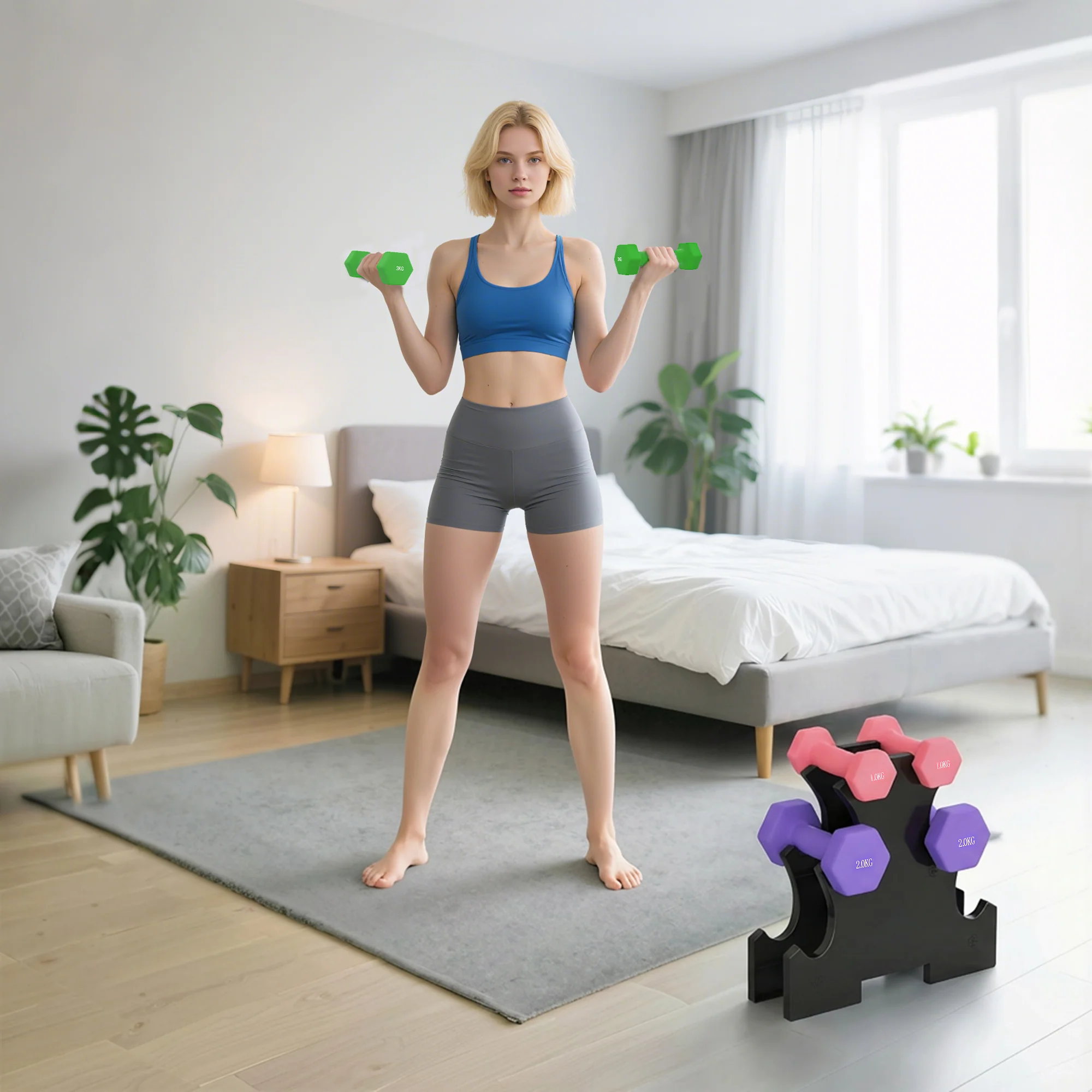 SPORTNOW Hex Dumbbells Set With Dumbbell Rack, 2 X 1kg, 2 X 2kg, 2 X 3kg - Image 7