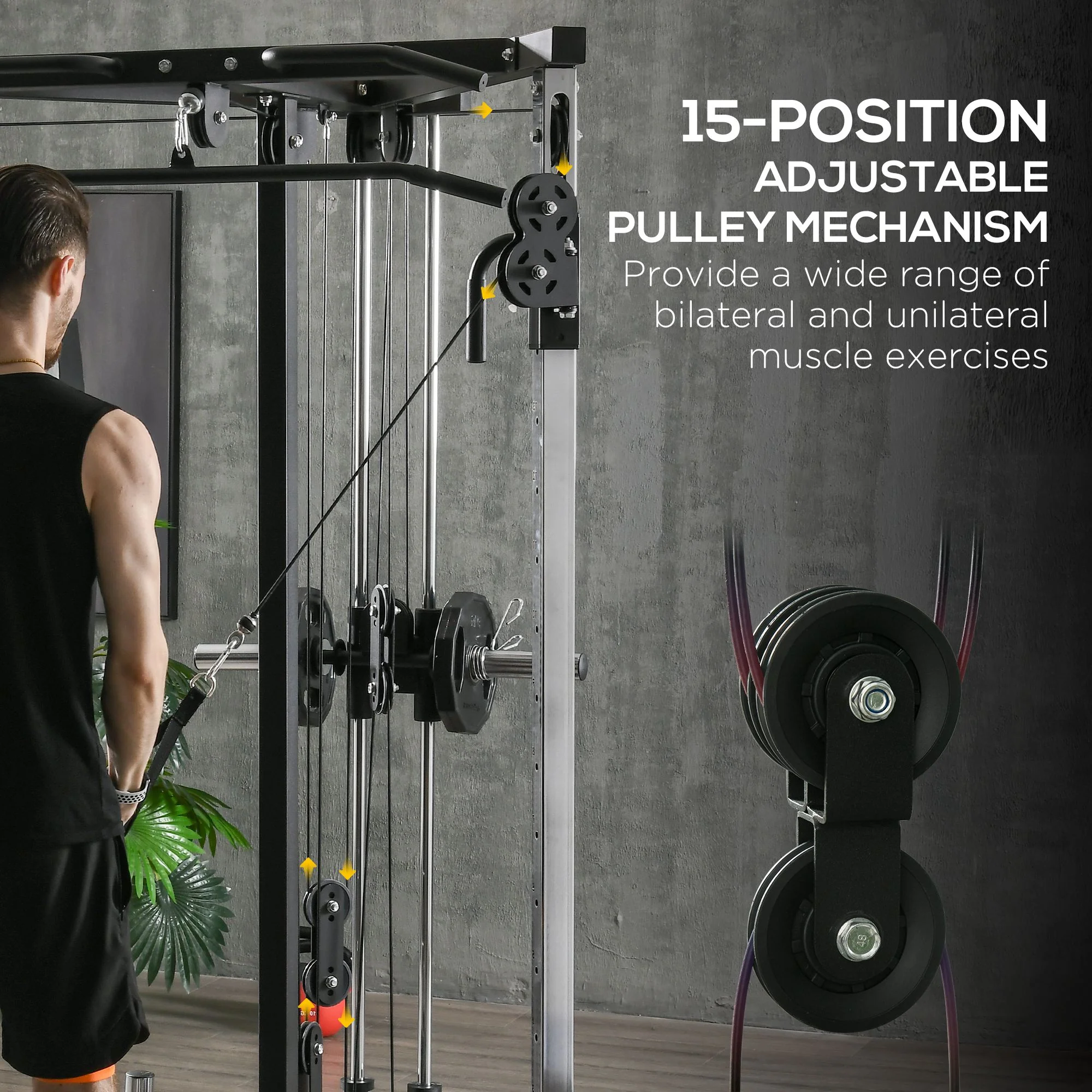 SPORTNOW Home Gym Machine, 15-Position Adjustable Training Workout Station - Image 4