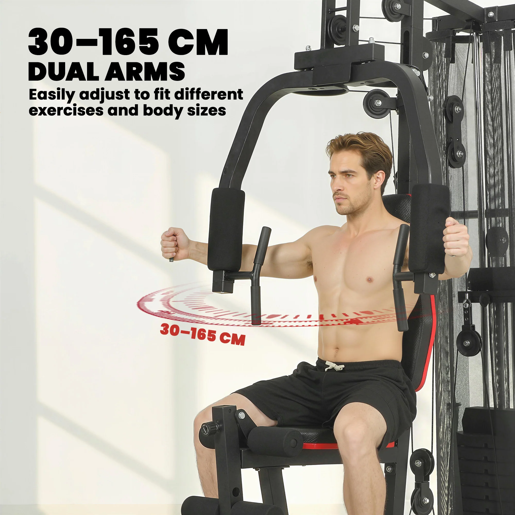 SPORTNOW Home Gym Smith Machine with 65kg Weight Stack - Image 8