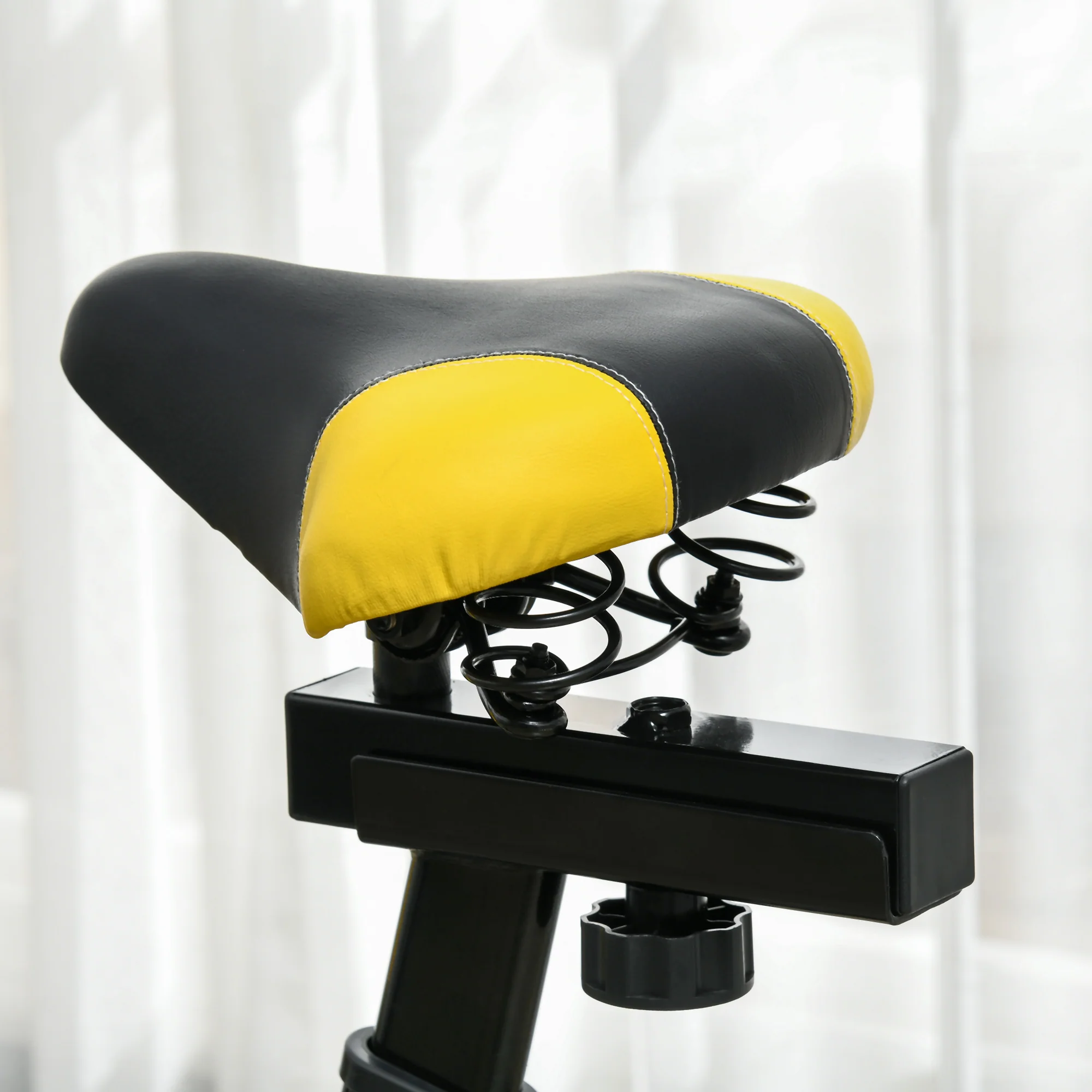 SPORTNOW Indoor Exercise Bike Stationary Bike For Home Gym Workout, Yellow - Image 9