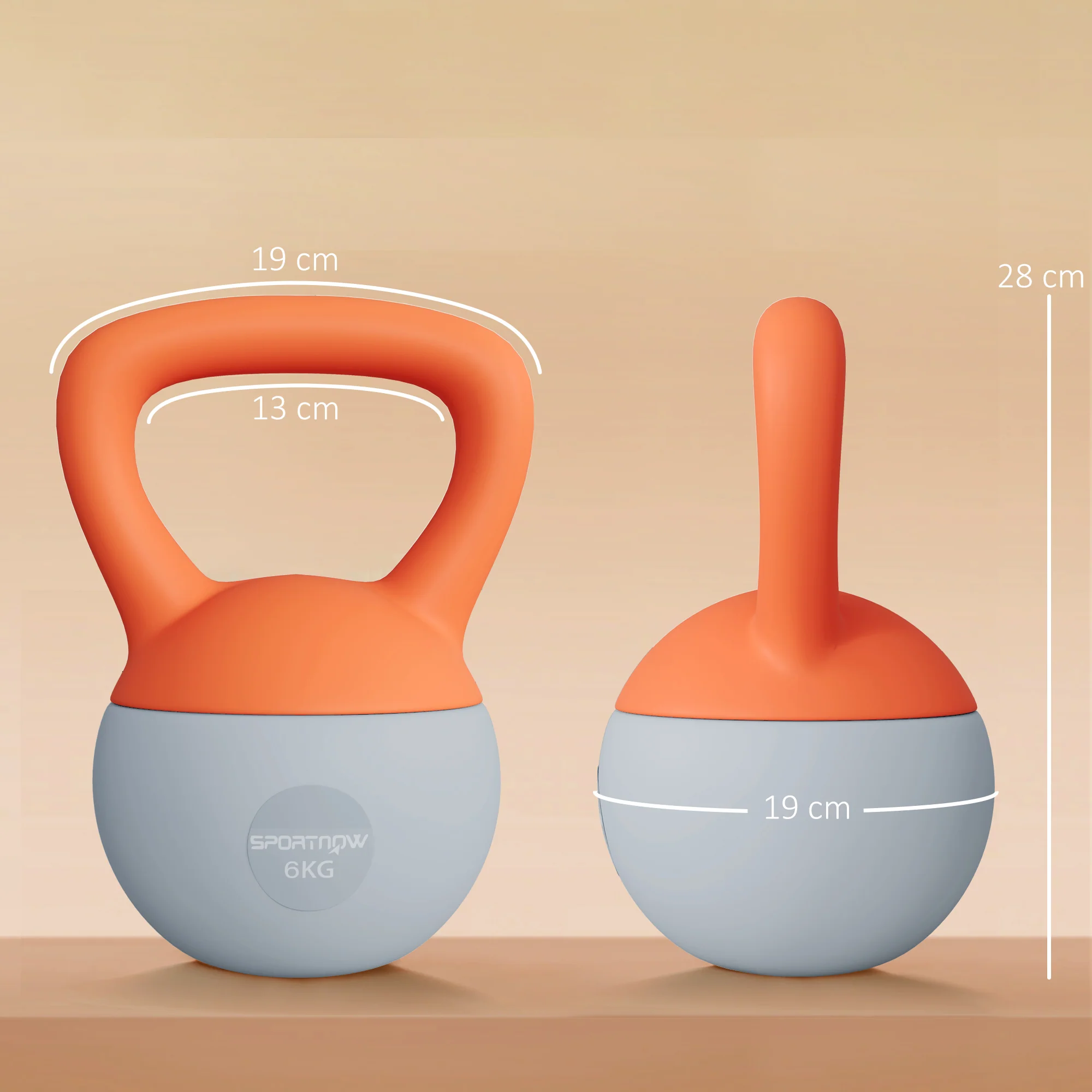 SPORTNOW Kettlebell W/ Soft Body And Non-Slip Handle, Orange And Grey - Image 14