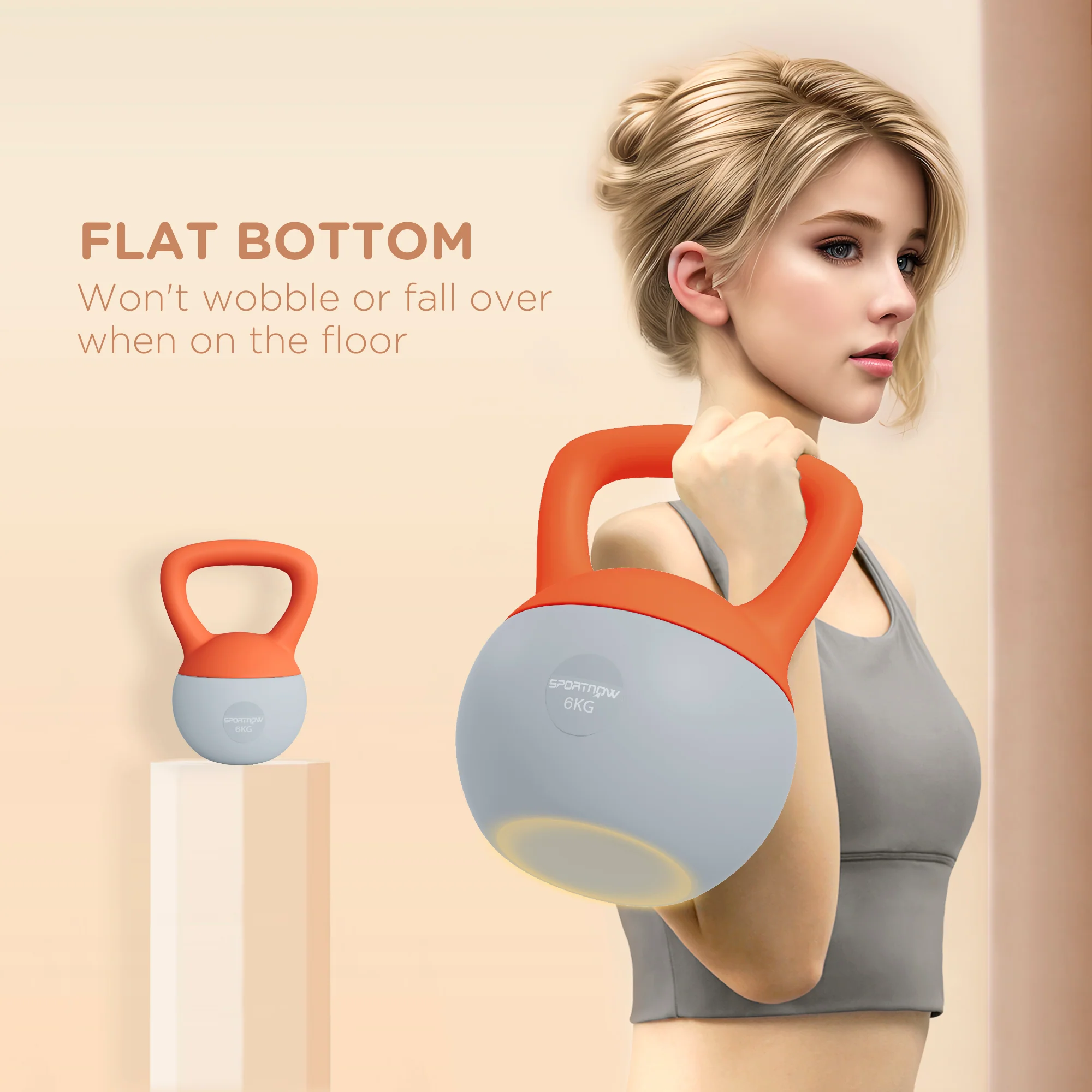 SPORTNOW Kettlebell W/ Soft Body And Non-Slip Handle, Orange And Grey - Image 15