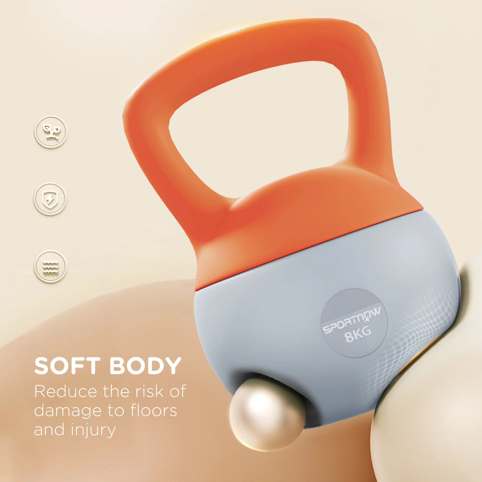SPORTNOW Kettlebell W/ Soft Body And Non-Slip Handle, Orange And Grey - Image 21