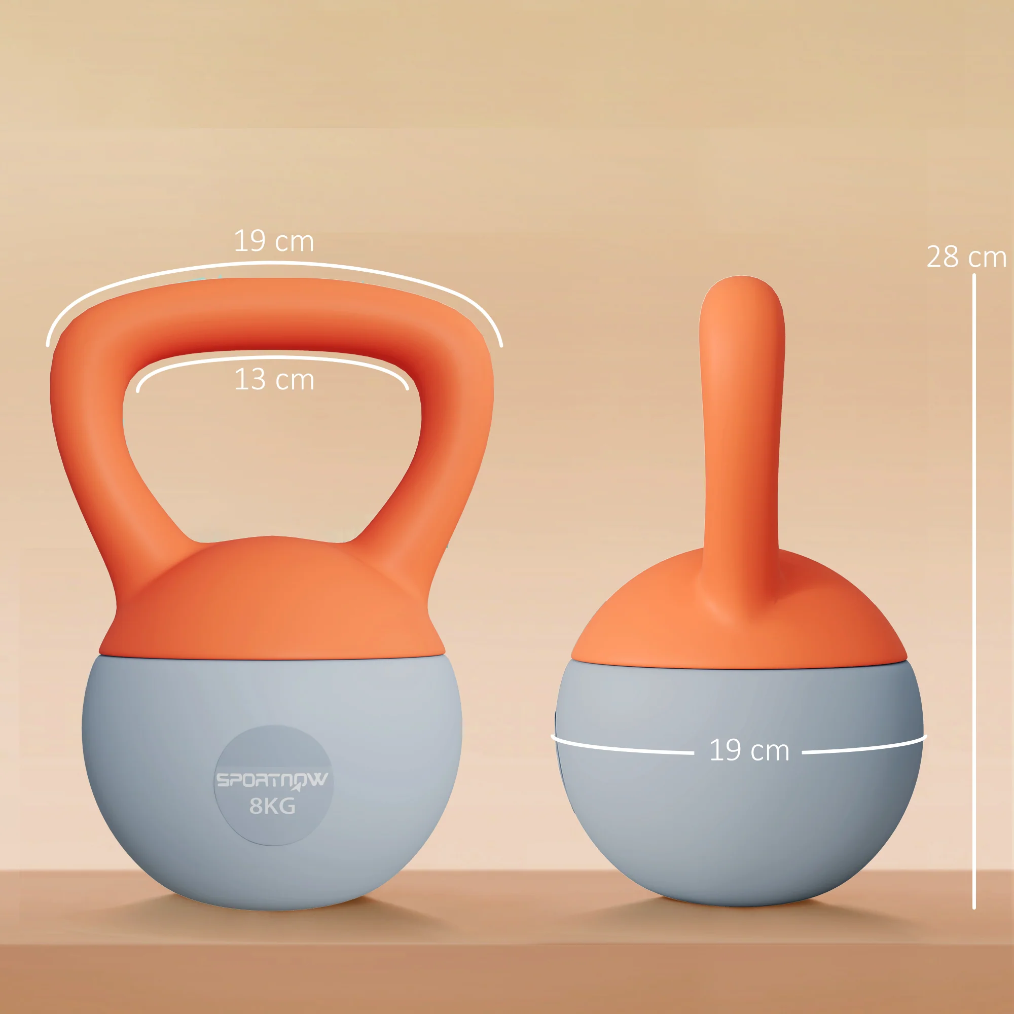 SPORTNOW Kettlebell W/ Soft Body And Non-Slip Handle, Orange And Grey - Image 23