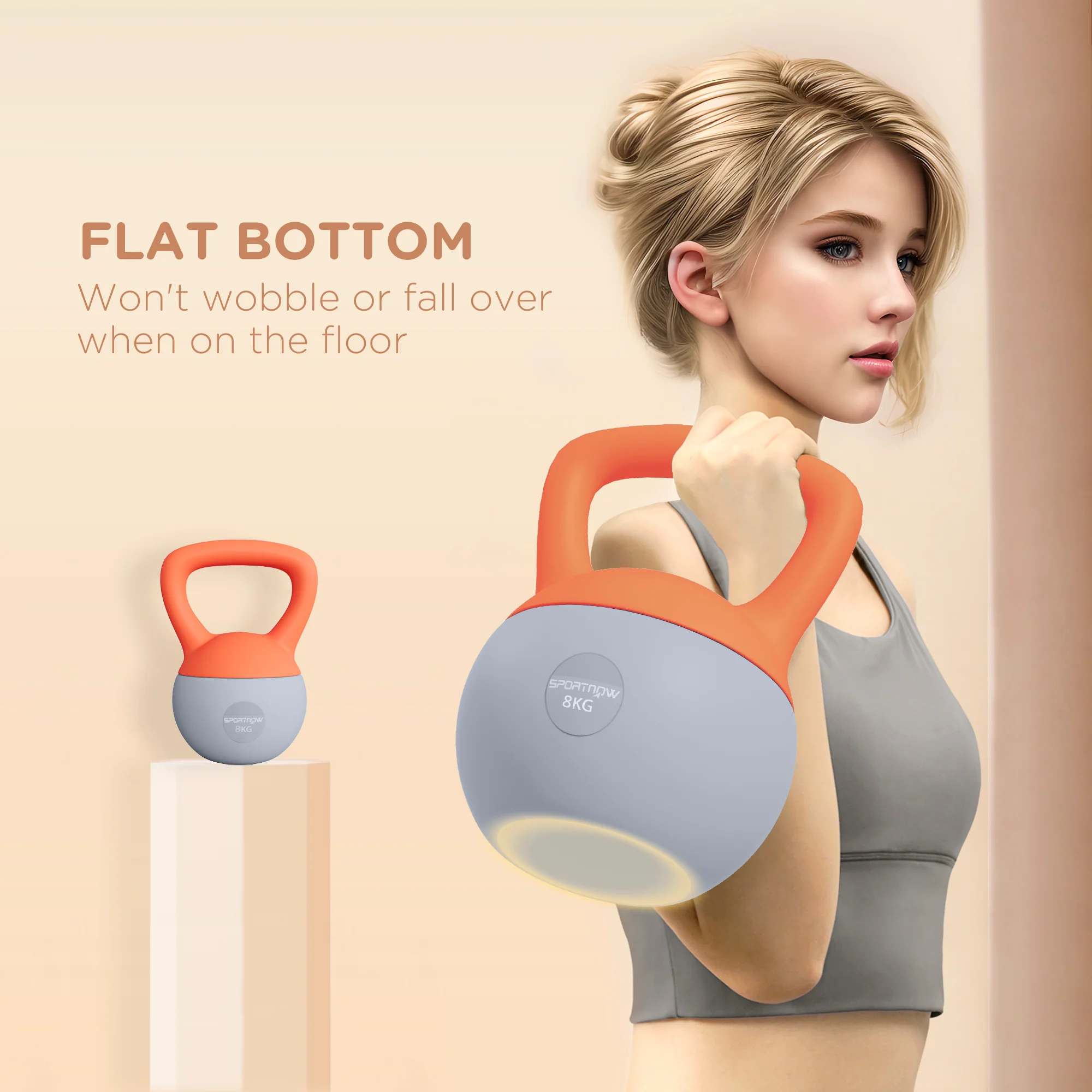 SPORTNOW Kettlebell W/ Soft Body And Non-Slip Handle, Orange And Grey - Image 24