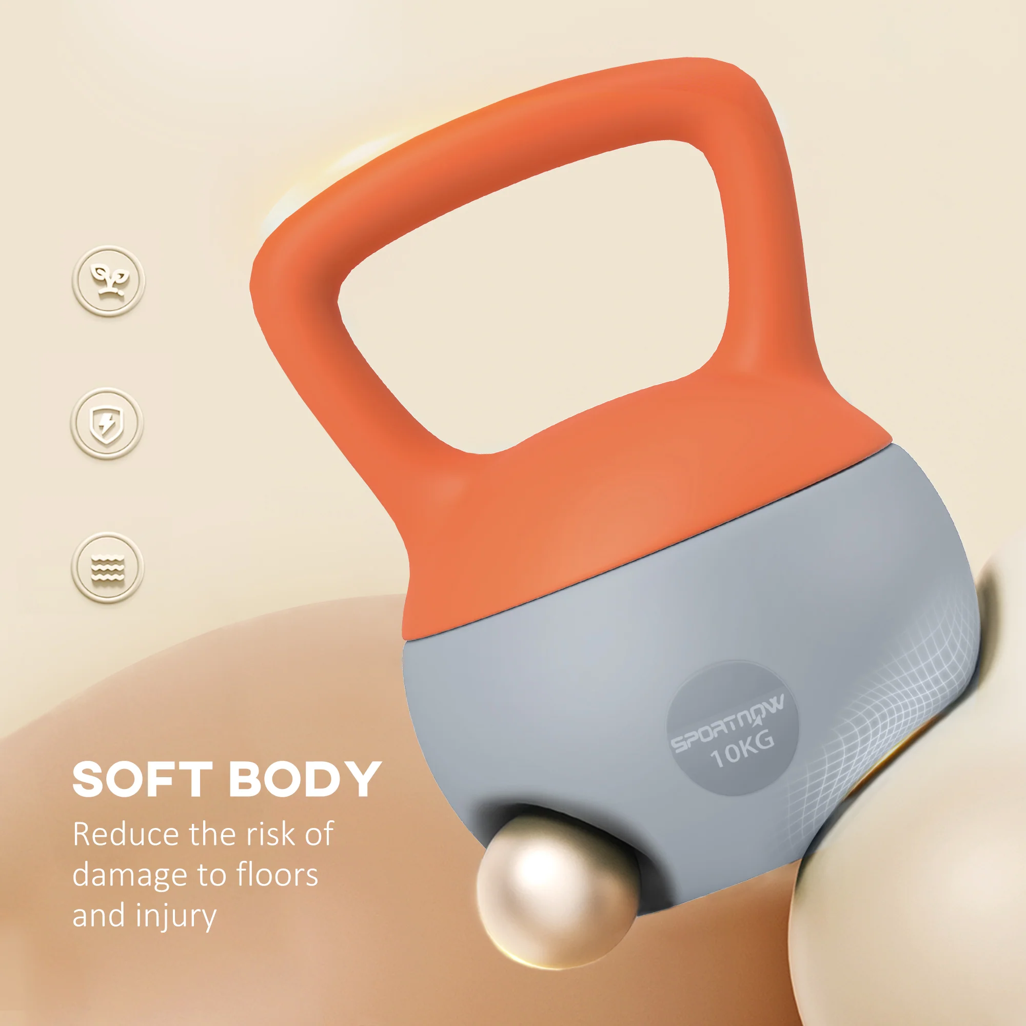 SPORTNOW Kettlebell W/ Soft Body And Non-Slip Handle, Orange And Grey - Image 30