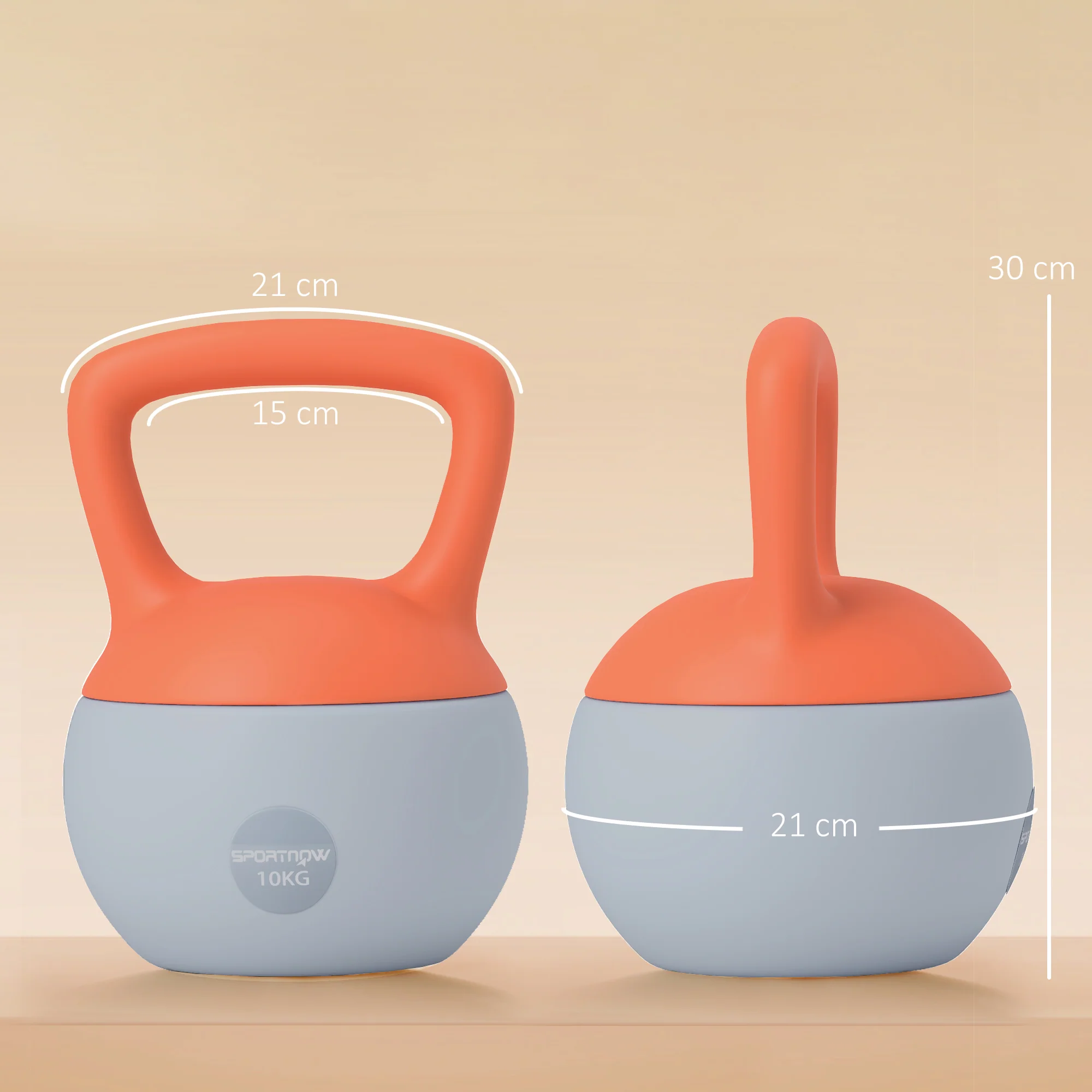 SPORTNOW Kettlebell W/ Soft Body And Non-Slip Handle, Orange And Grey - Image 32