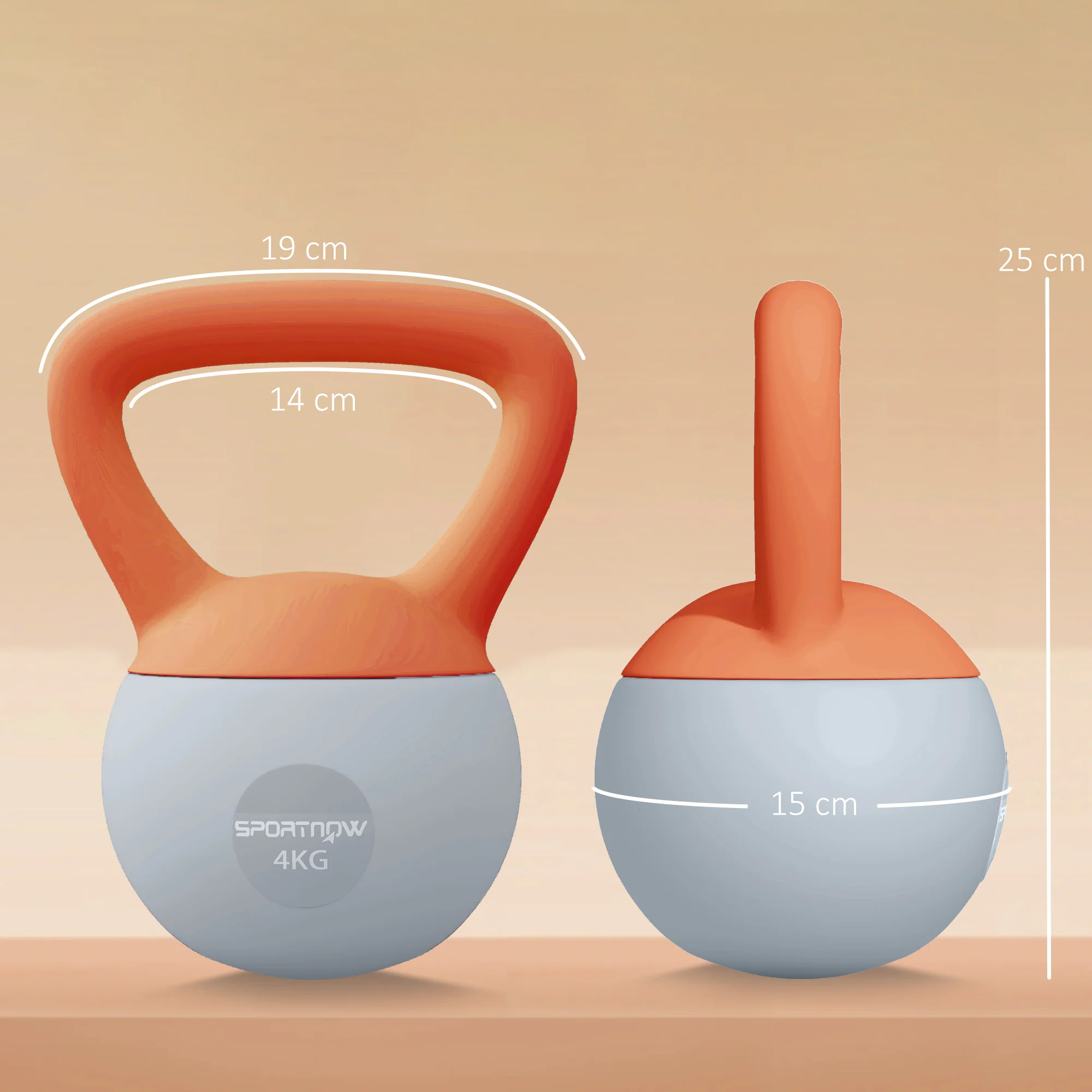 SPORTNOW Kettlebell W/ Soft Body And Non-Slip Handle, Orange And Grey - Image 5