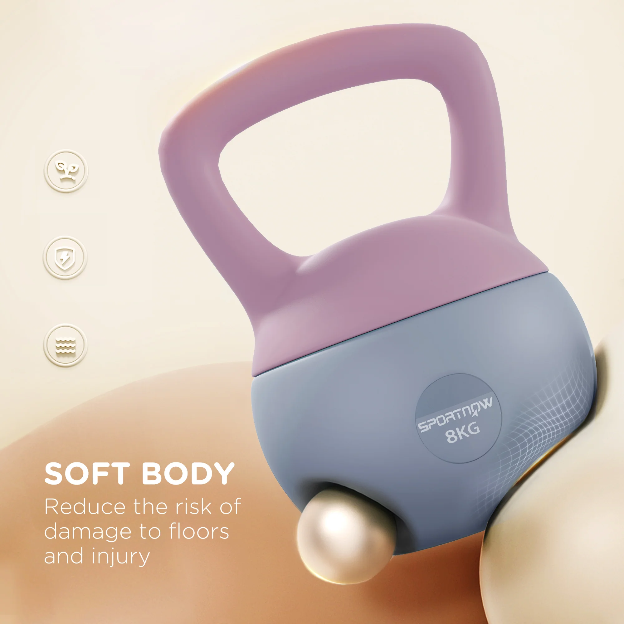 SPORTNOW Kettlebell W/ Soft Body And Non-Slip Handle, Purple And Grey - Image 21