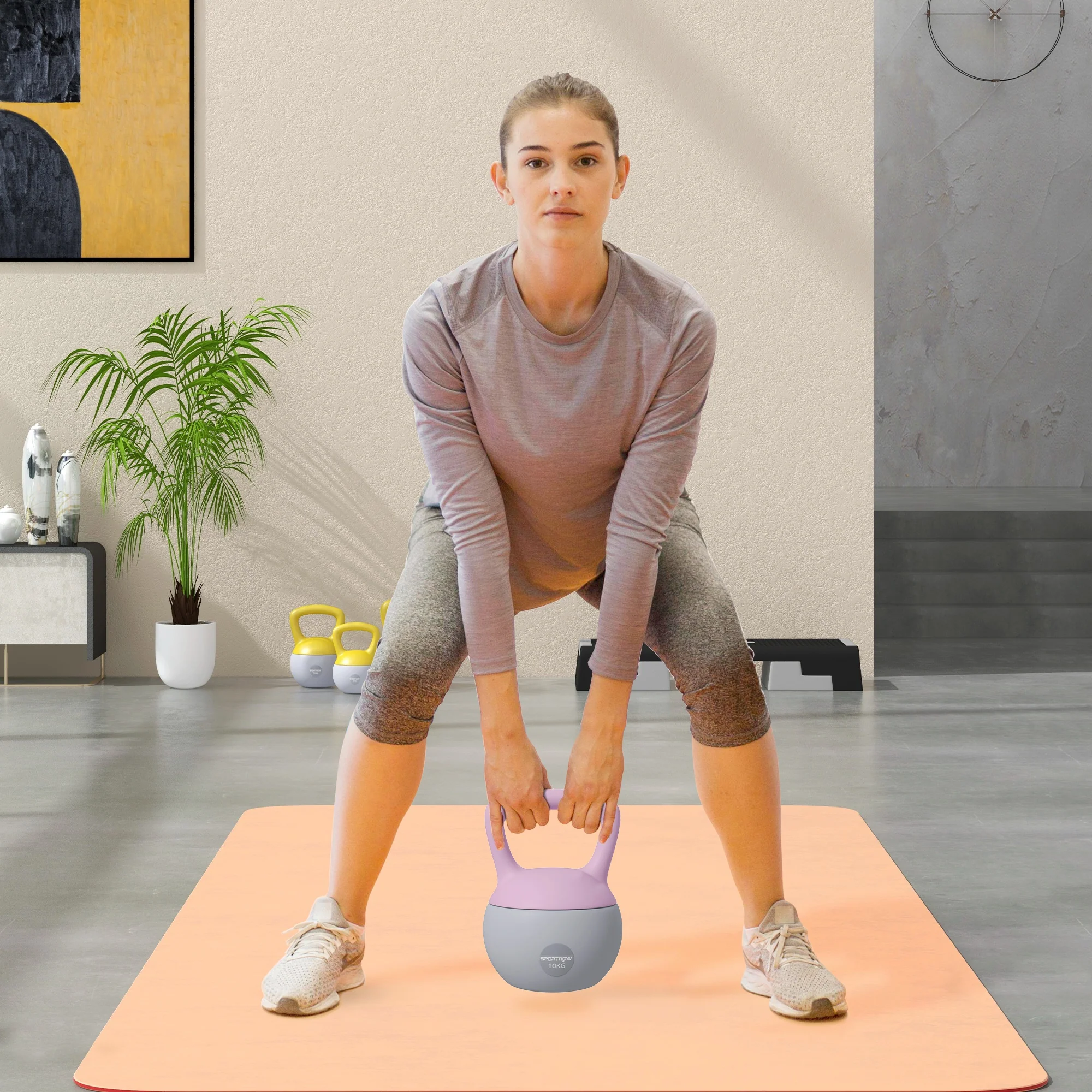 SPORTNOW Kettlebell W/ Soft Body And Non-Slip Handle, Purple And Grey - Image 29