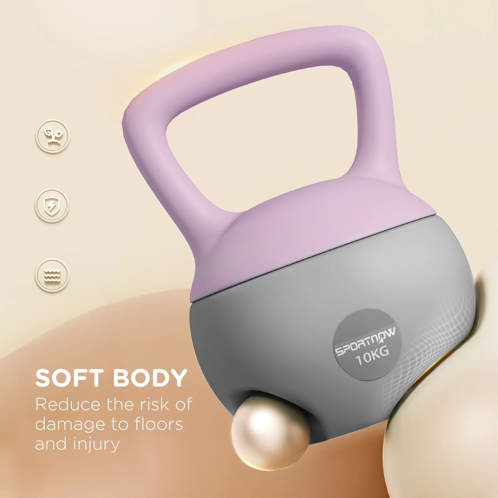 SPORTNOW Kettlebell W/ Soft Body And Non-Slip Handle, Purple And Grey - Image 30