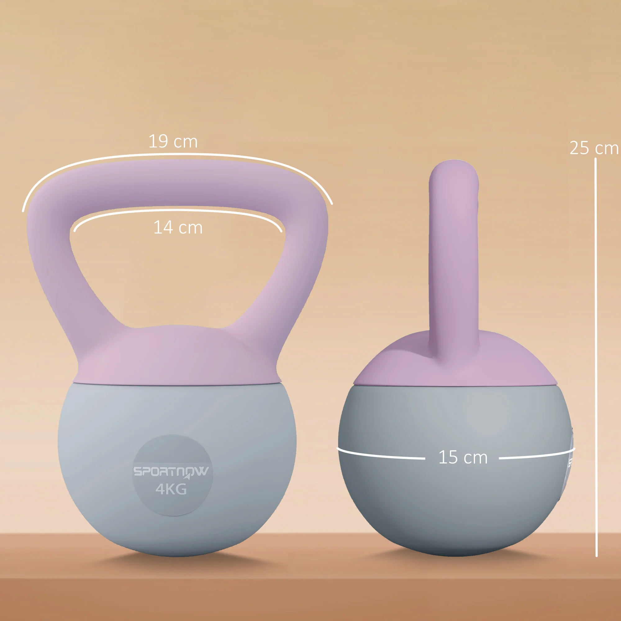 SPORTNOW Kettlebell W/ Soft Body And Non-Slip Handle, Purple And Grey - Image 5