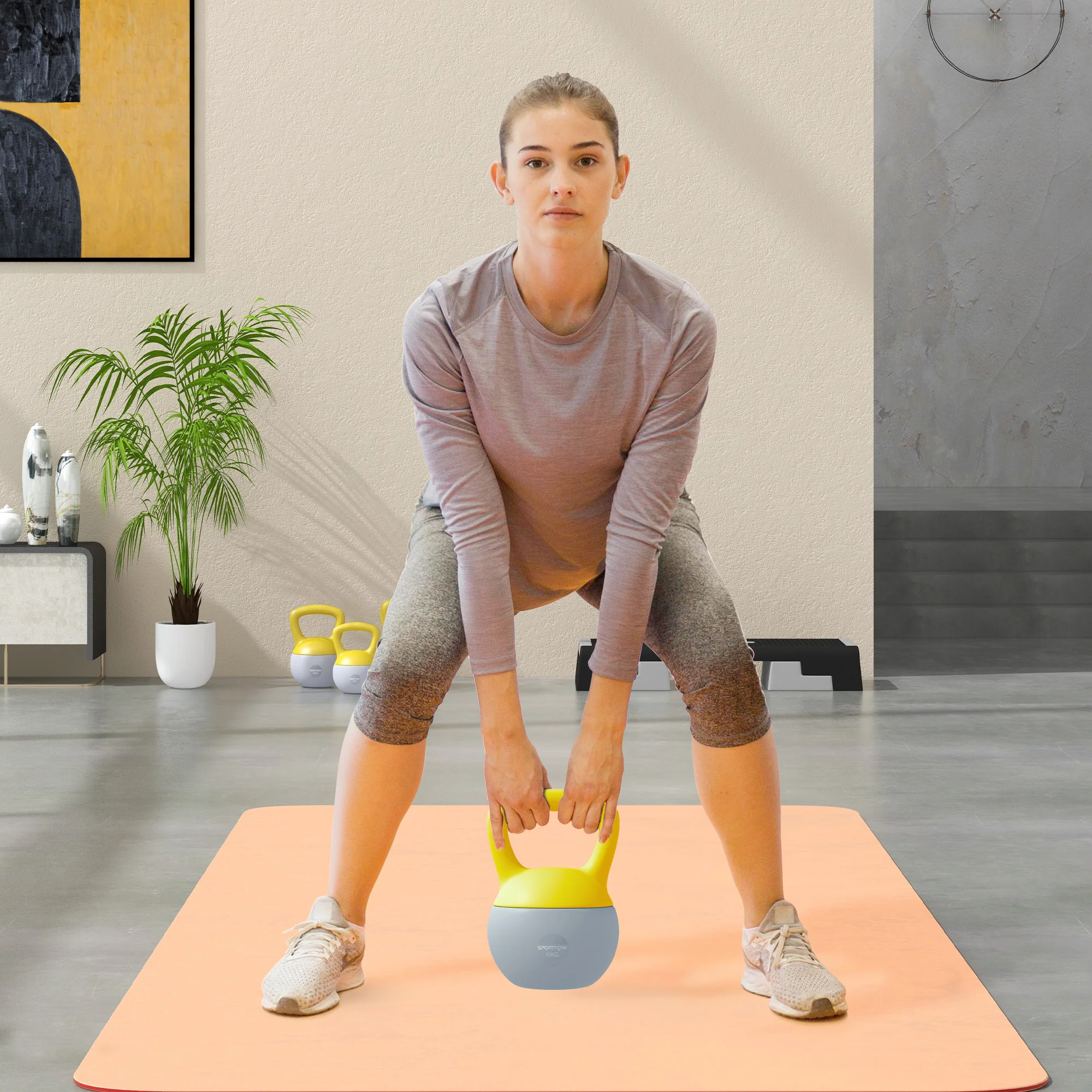 SPORTNOW Kettlebell W/ Soft Body And Non-Slip Handle, Yellow And Grey - Image 11