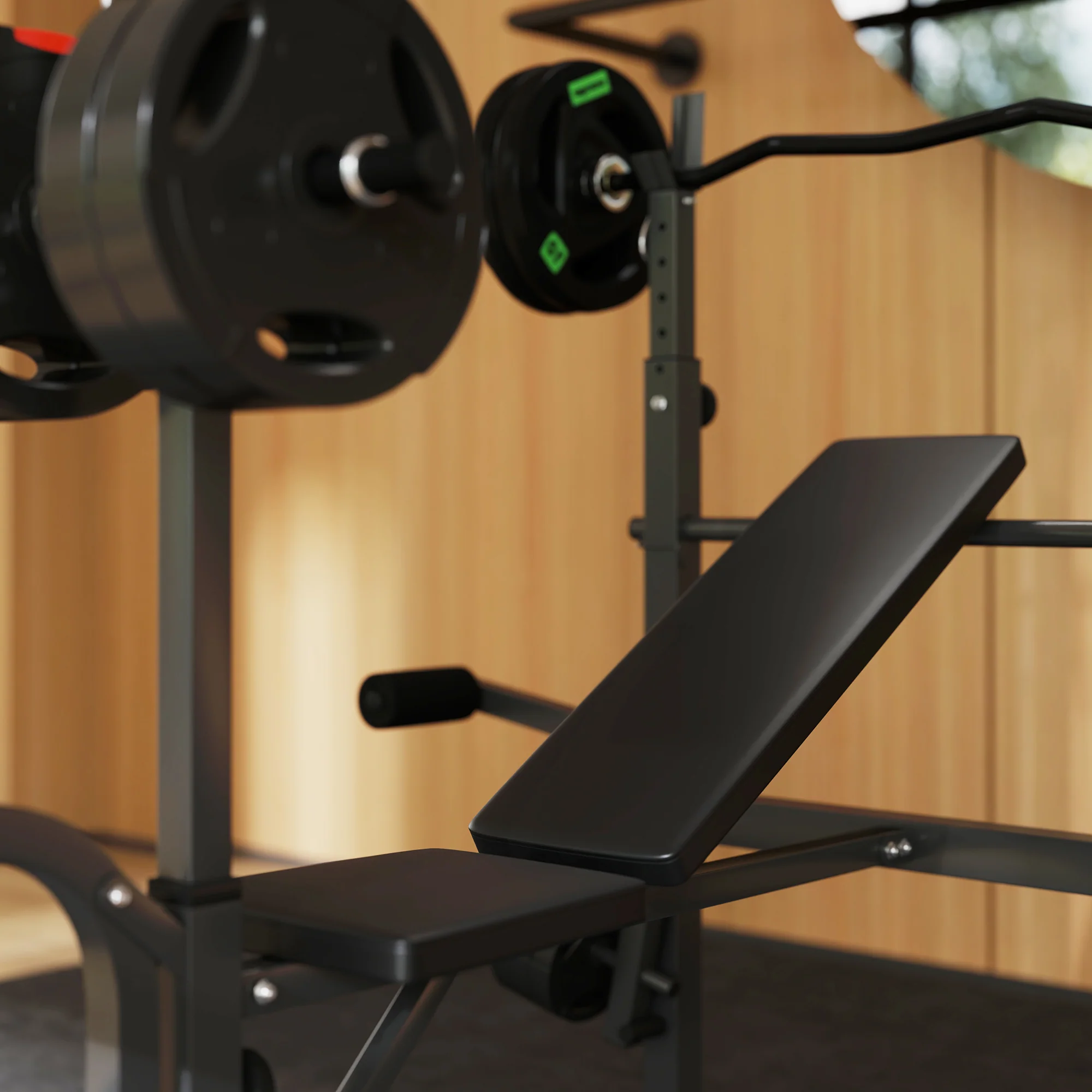 SPORTNOW Multi-Exercise Incline or Flat Weight Bench with Bench Press Rack - Image 6