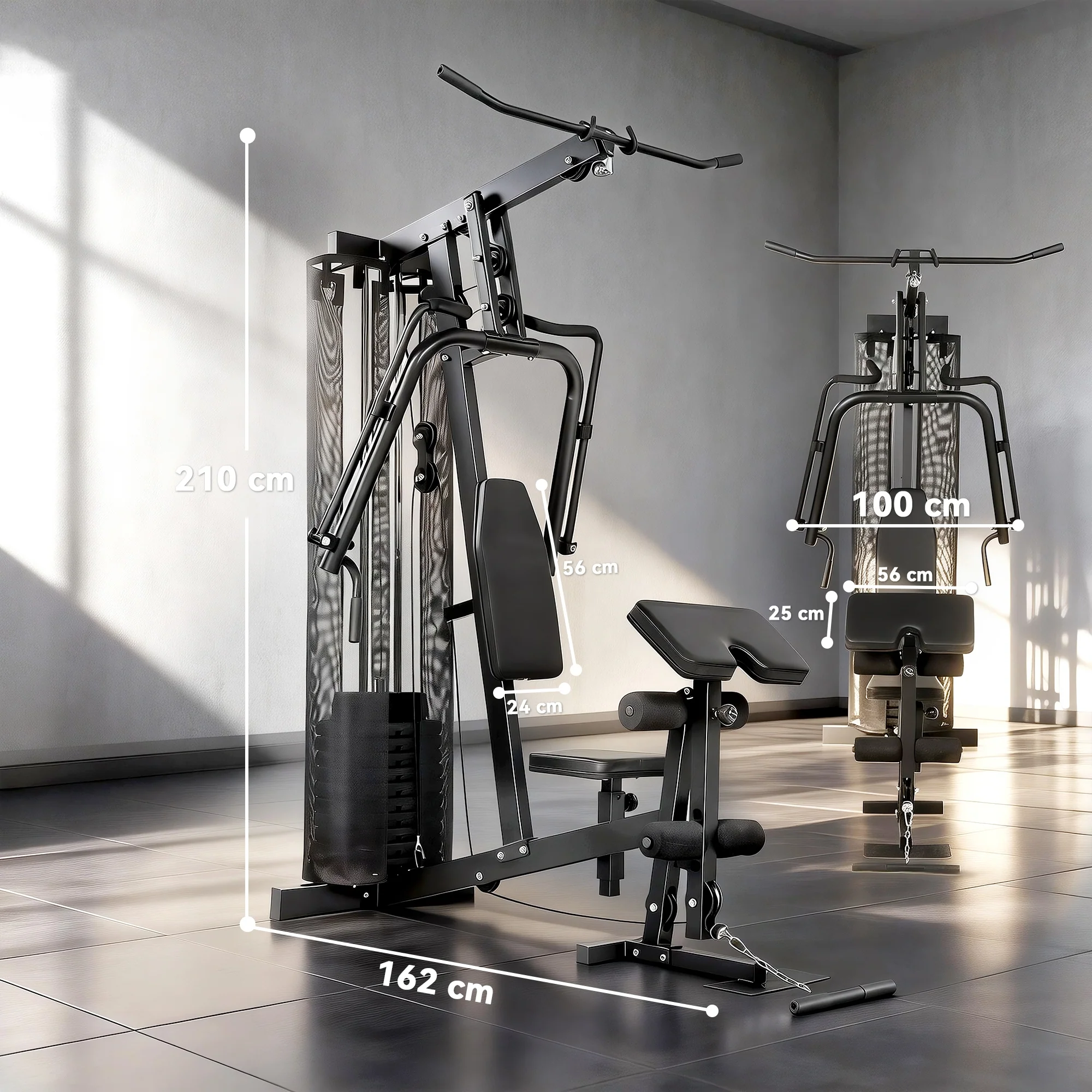 SPORTNOW Multi Gym With Adjustable Seat & Back, 45kg Weight Stack - Image 3