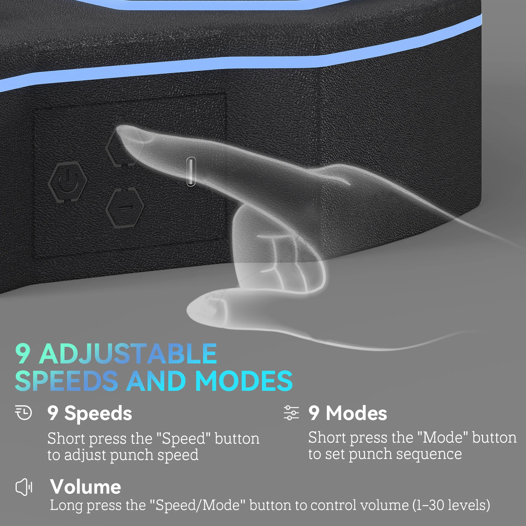 SPORTNOW Music Boxing Machine with Bluetooth Connection and LED Light - Image 3