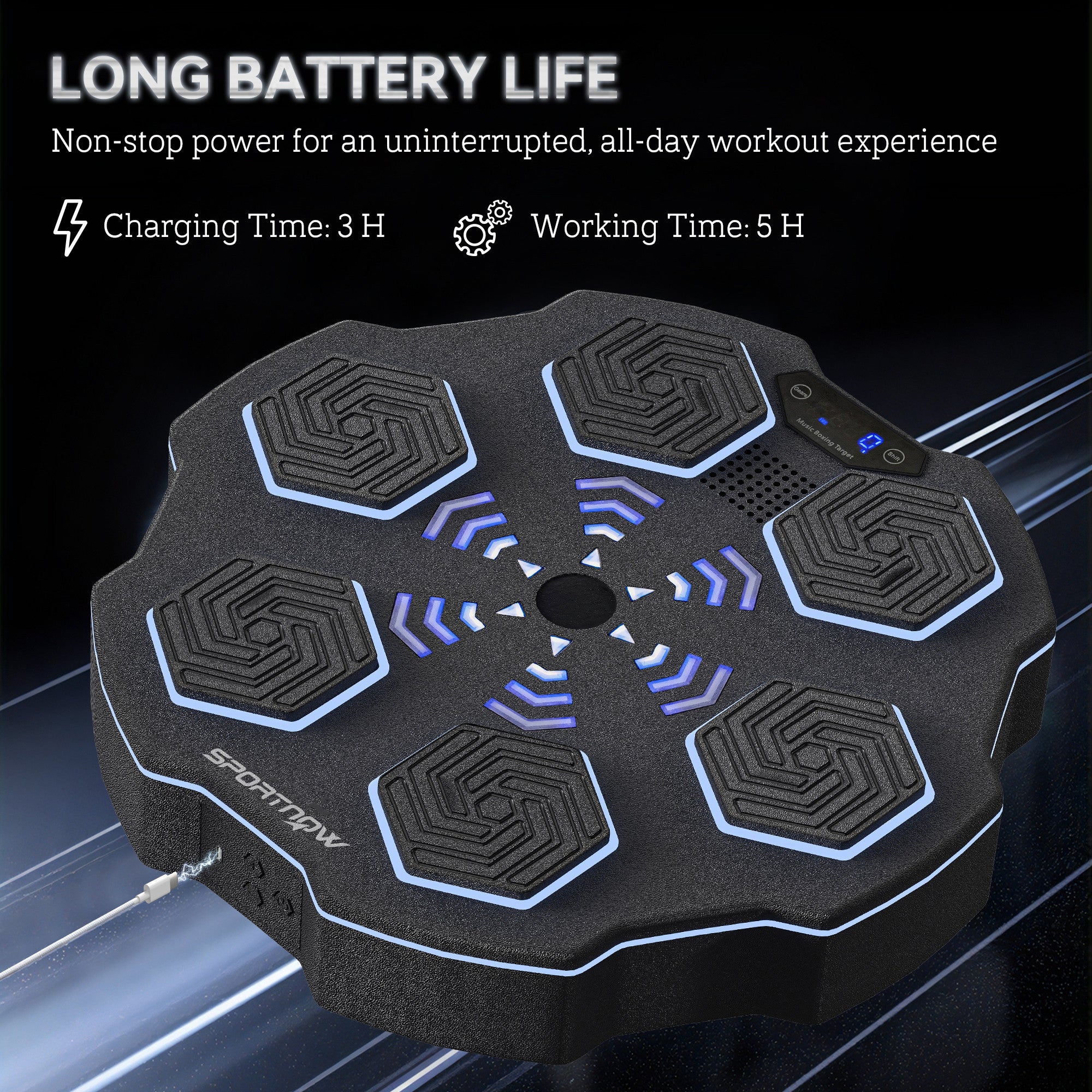 SPORTNOW Music Boxing Machine with Bluetooth Connection and LED Light - Image 7
