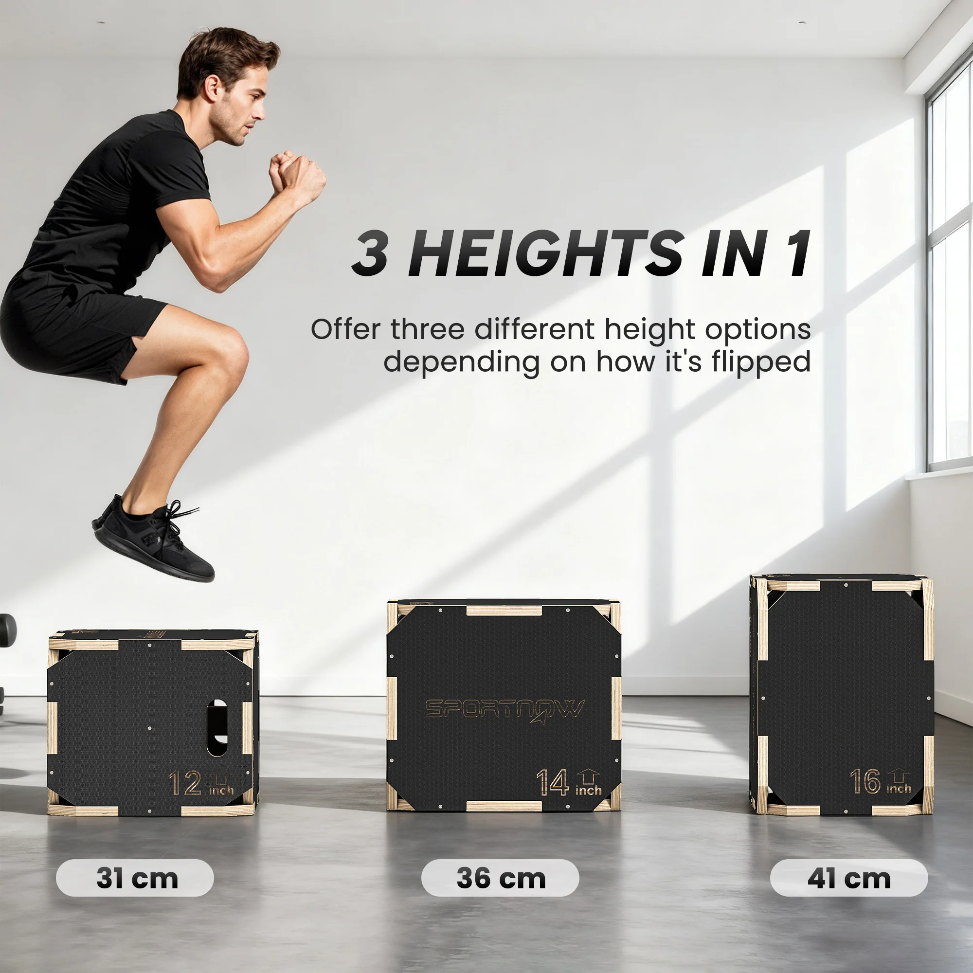 SPORTNOW Non-Slip Plyo Box, Corner-free Wooden Jump Box - Image 4