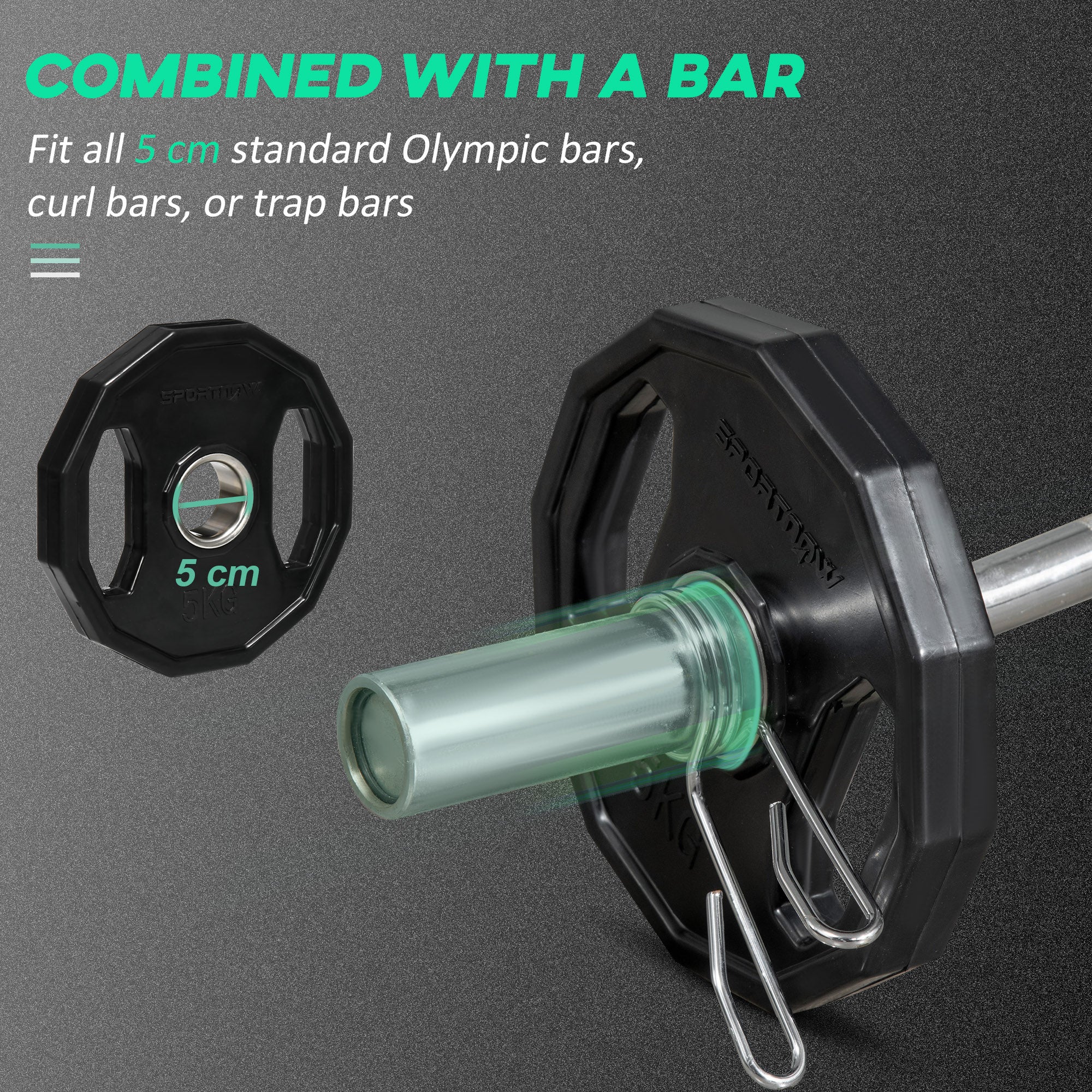 SPORTNOW Olympic Weight Plates Set With 2inch - 5cm Holes For Home Gym - Image 4