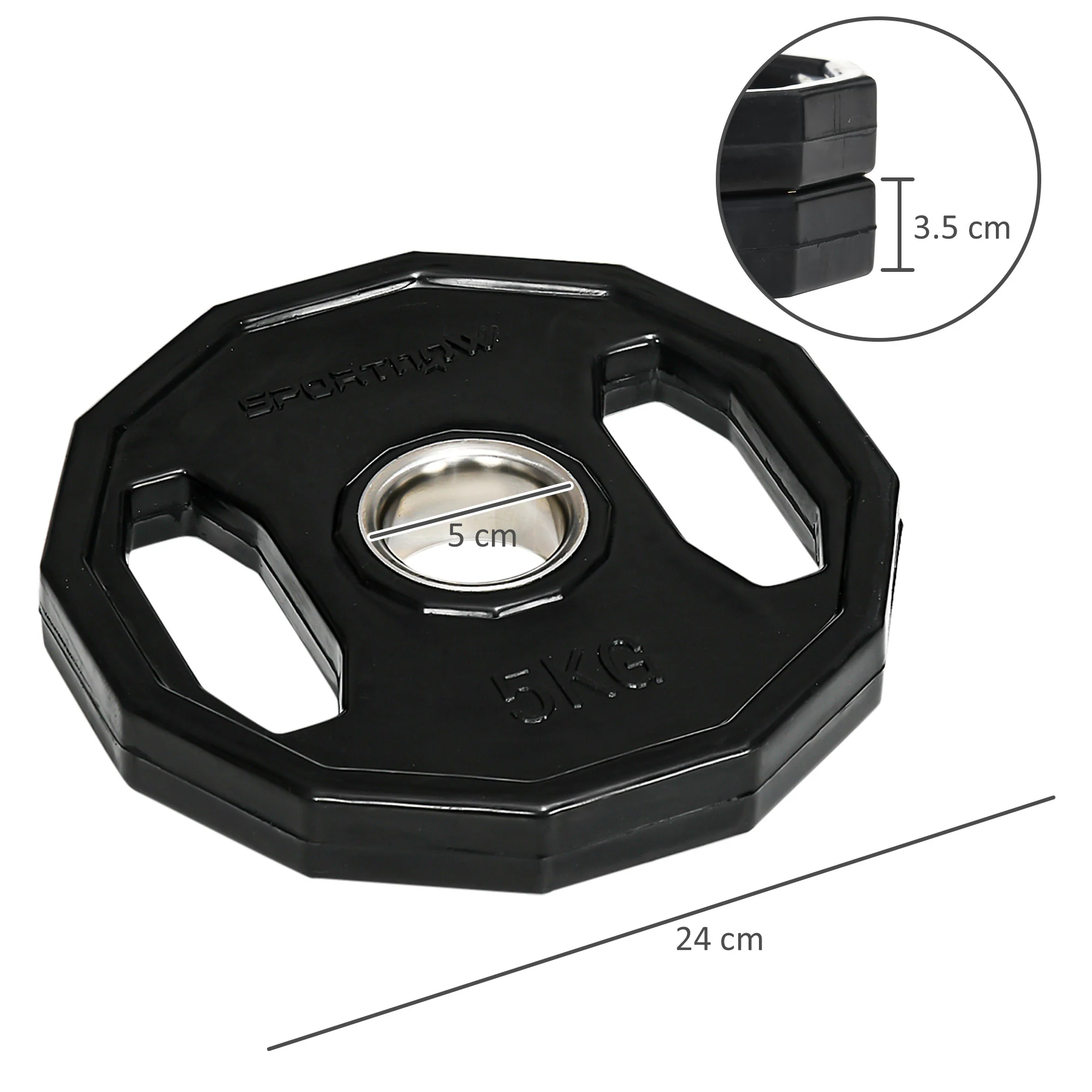 SPORTNOW Olympic Weight Plates Set With 2inch - 5cm Holes For Home Gym - Image 5