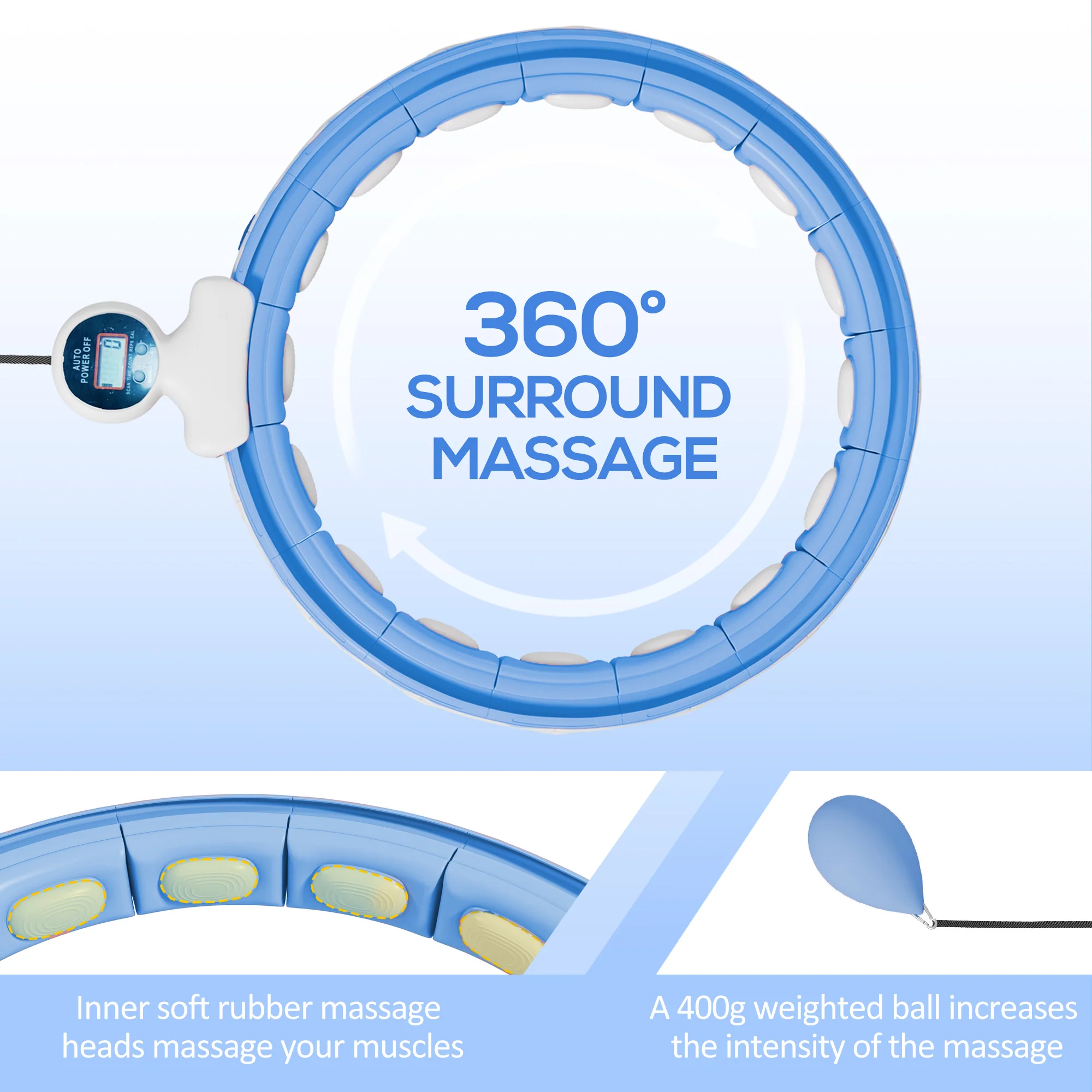 SPORTNOW Smart Weighted Hula Hoop With 16 Detachable Knots - Image 3