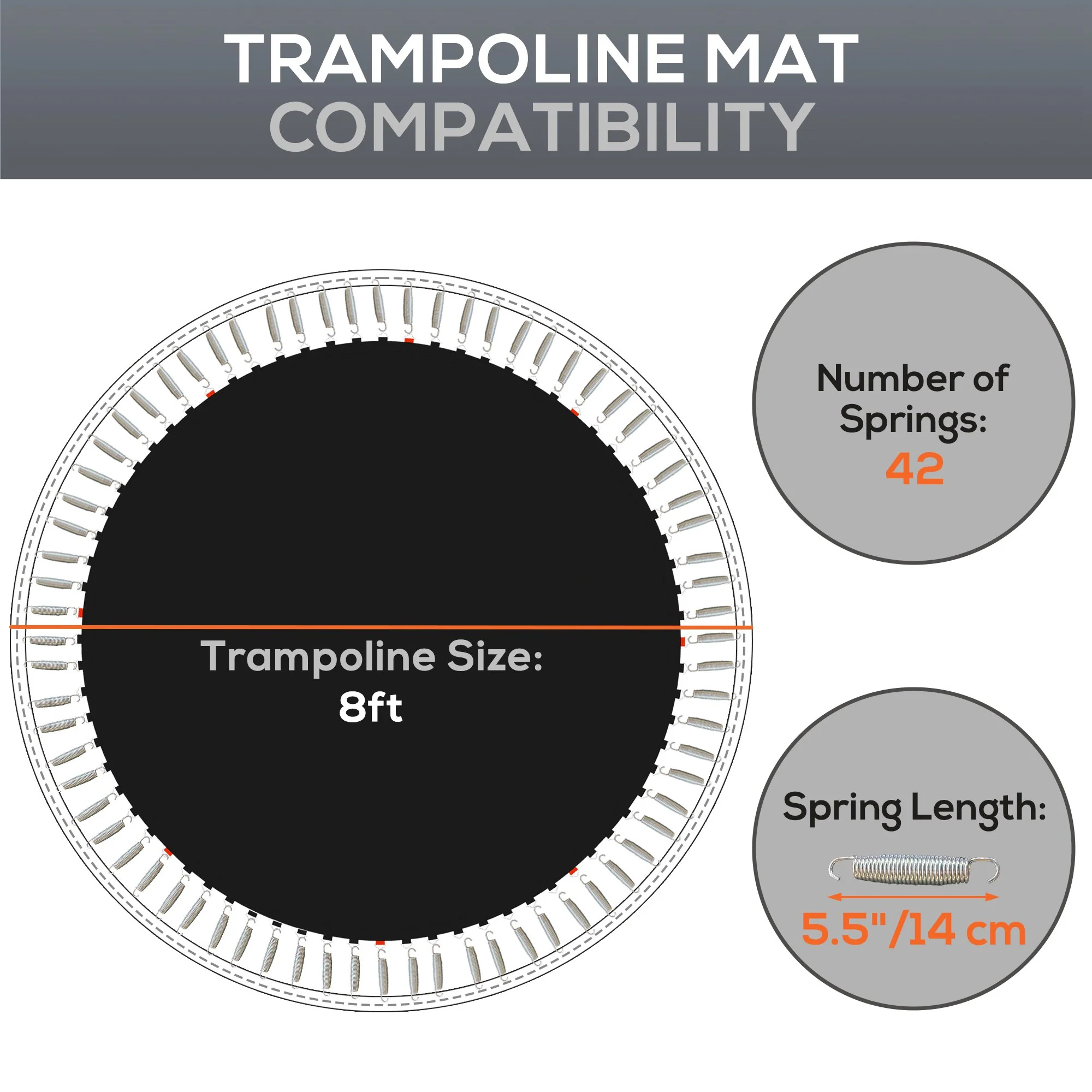 SPORTNOW Trampoline Mat with 42 V-Hooks, for 8ft Trampoline, Black - Image 3