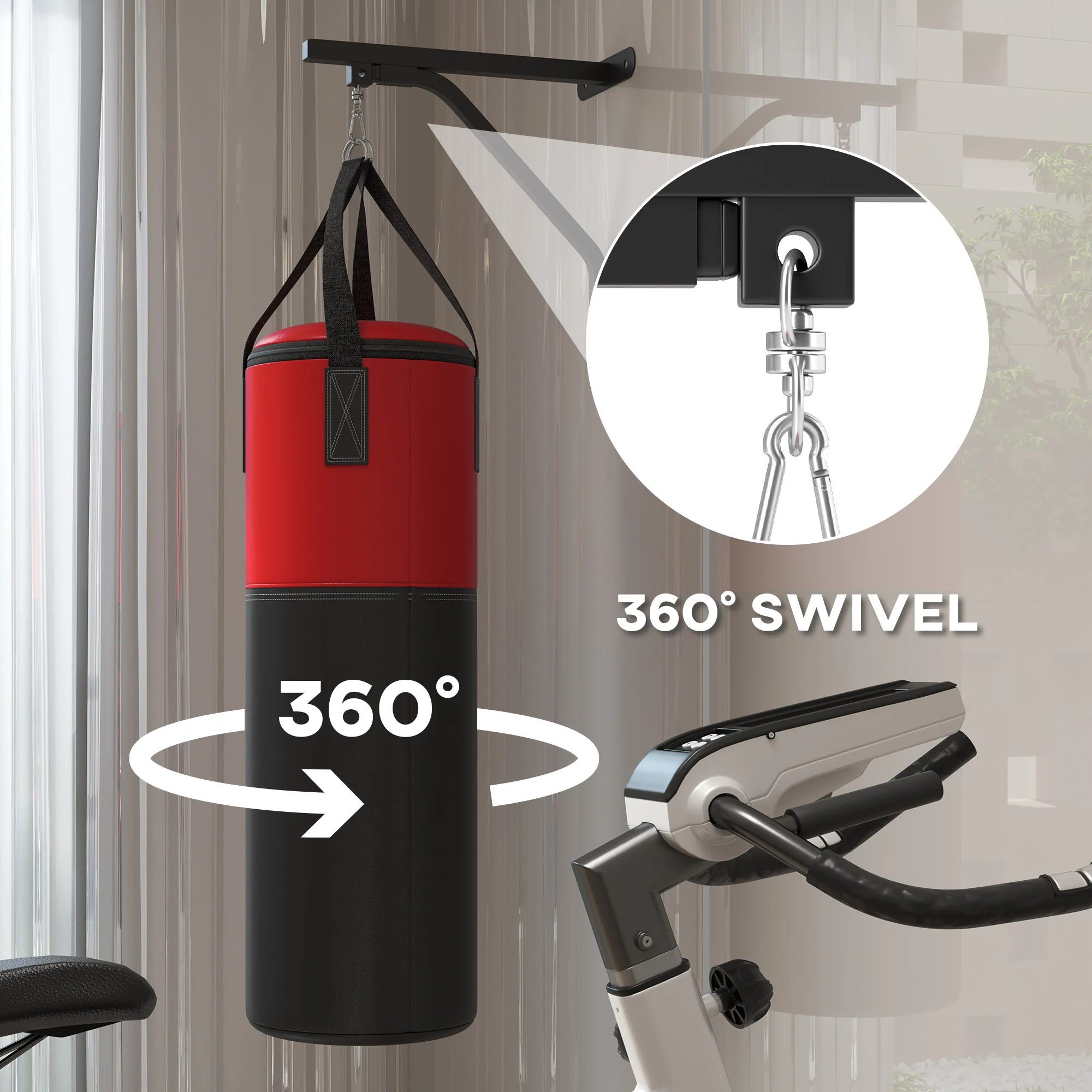 SPORTNOW Unfilled Punch Bag with Boxing Gloves and Wall Mounted Bracket - Image 7