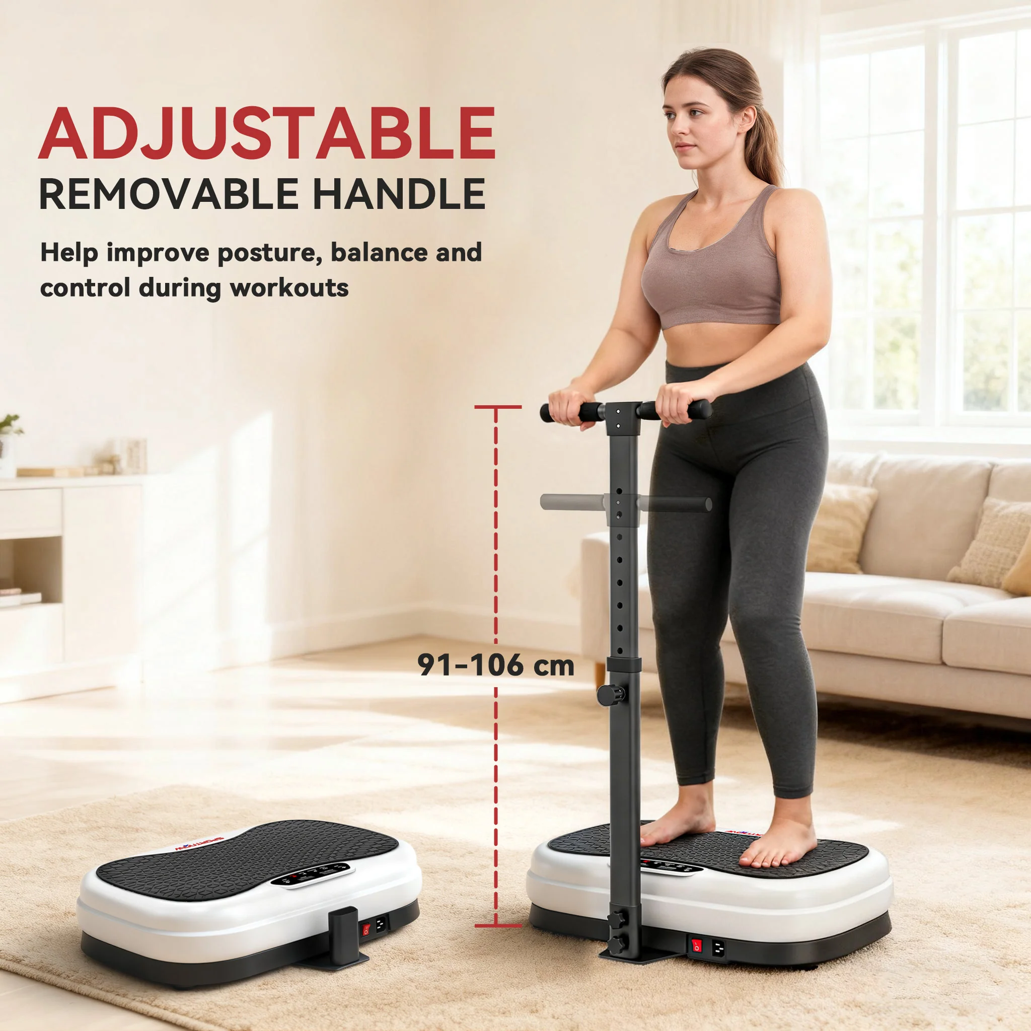 SPORTNOW Vibration Plate with Adjustable Handle, Auto or Manual Speeds - Image 4
