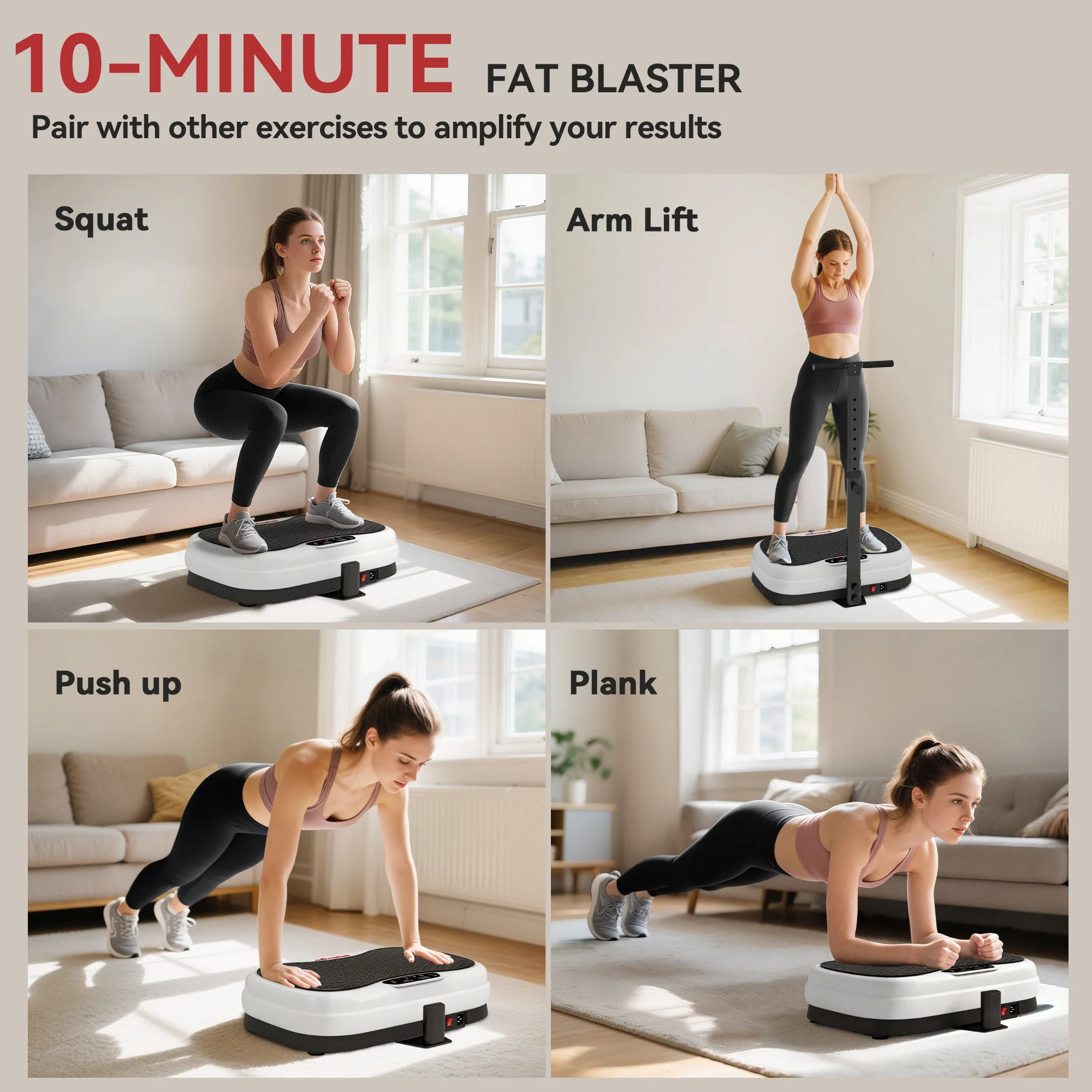 SPORTNOW Vibration Plate with Adjustable Handle, Auto or Manual Speeds - Image 9