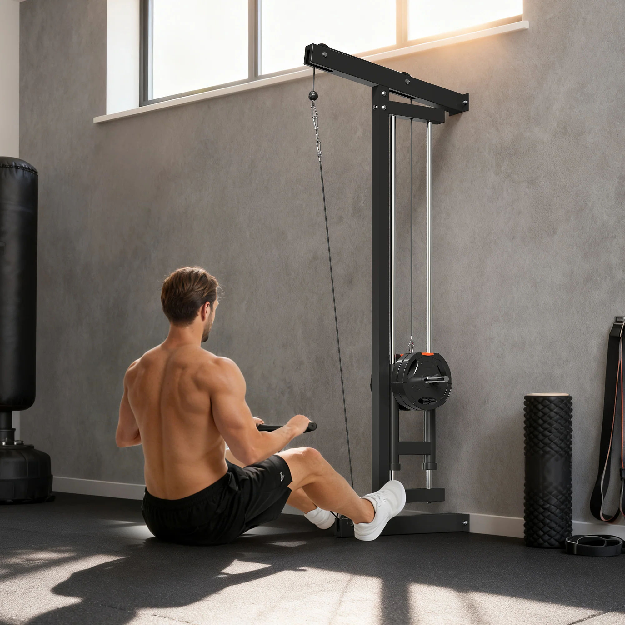 SPORTNOW Wall Mounted Crossover Cable Machine Lat Pull Down Machine - Image 7