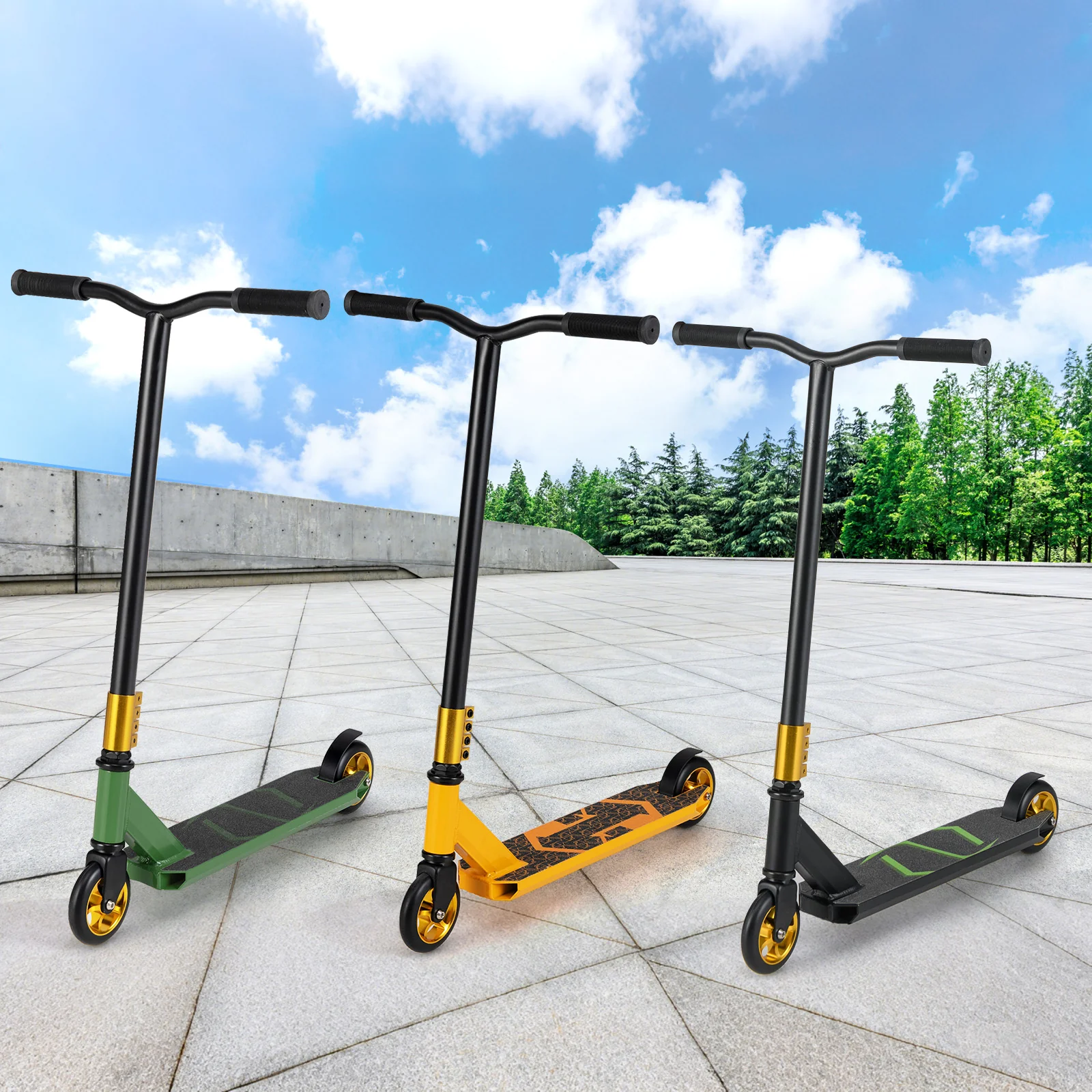 Stunt Scooter Pro Trick Scooter with 2 PU Wheels for Kids-Black - Image 3