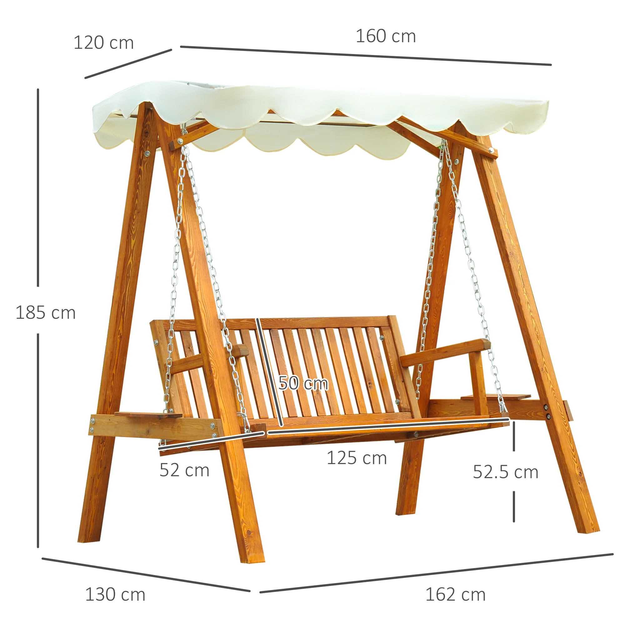 Wooden Swing Bench With Canopy - Image 5