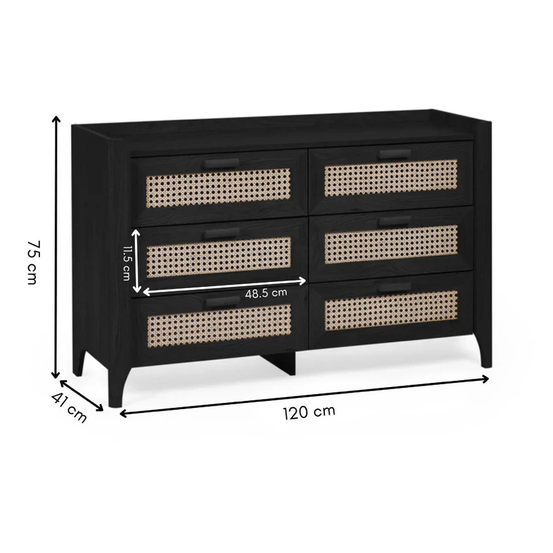 Sydney 6 Drawer Wide Chest - Black Ash - Image 6