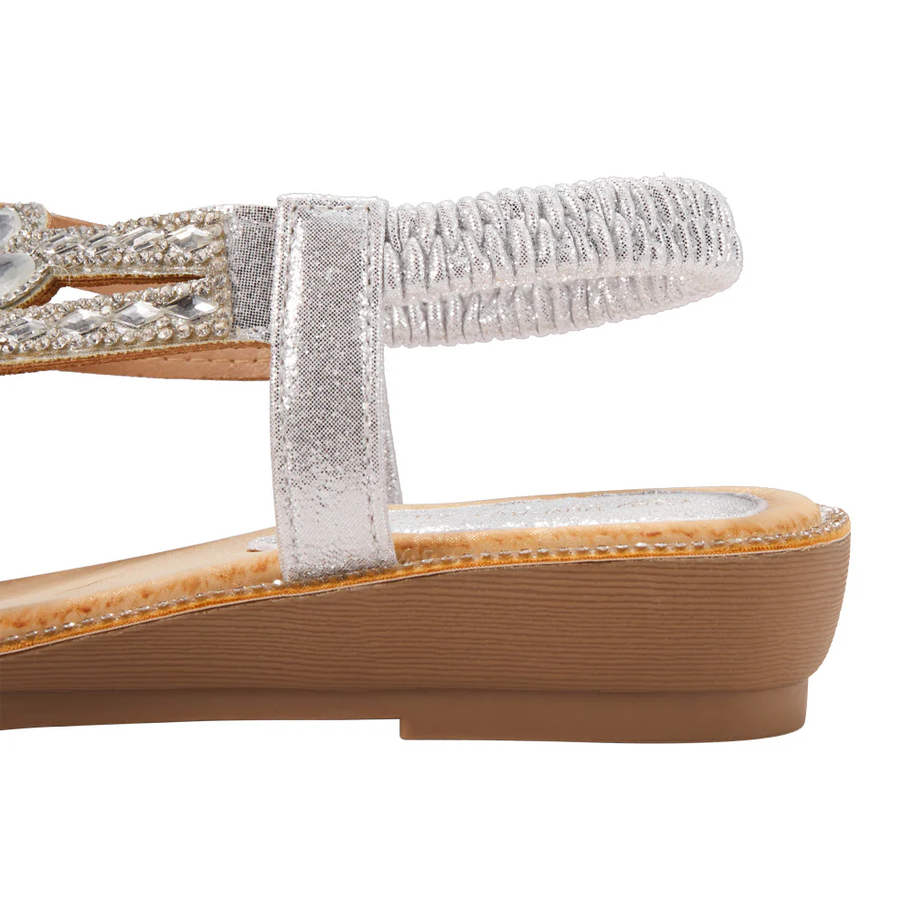 T-Strap Flat Summer Sandals - Silver - Image 6
