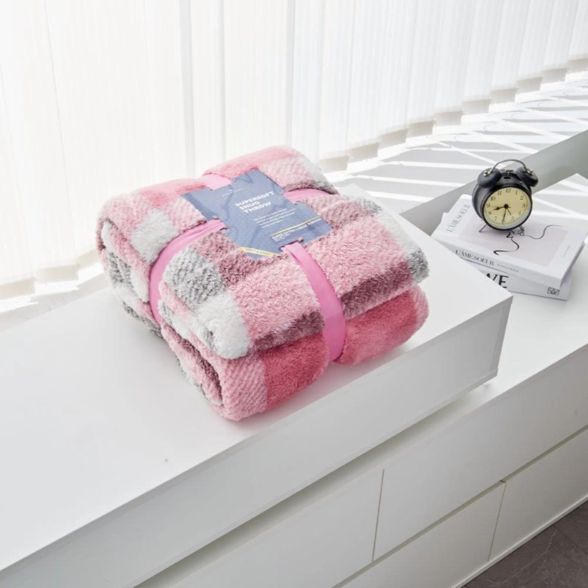 Teddy Windsor Check Throw - Pink - Image 3